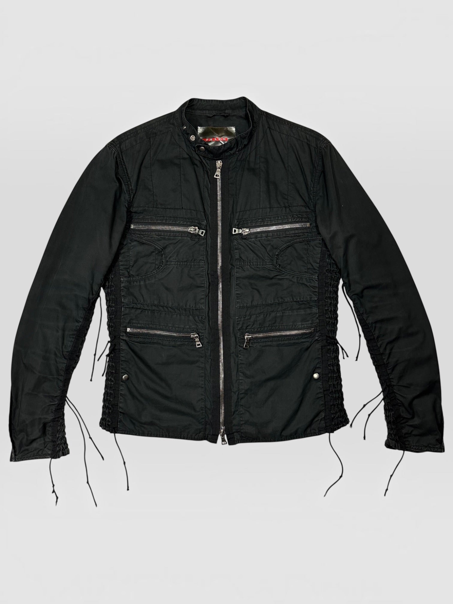 Prada Sport 00's Tassel Detailed Cotton Multipocket Biker Jacket