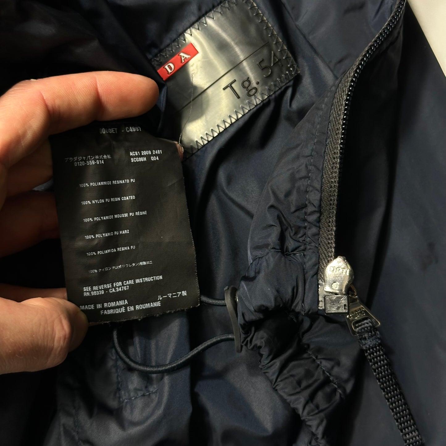 Prada Sport 2009 Red Tab Carbon Logo Navy Nylon Jacket - IT54 (L)