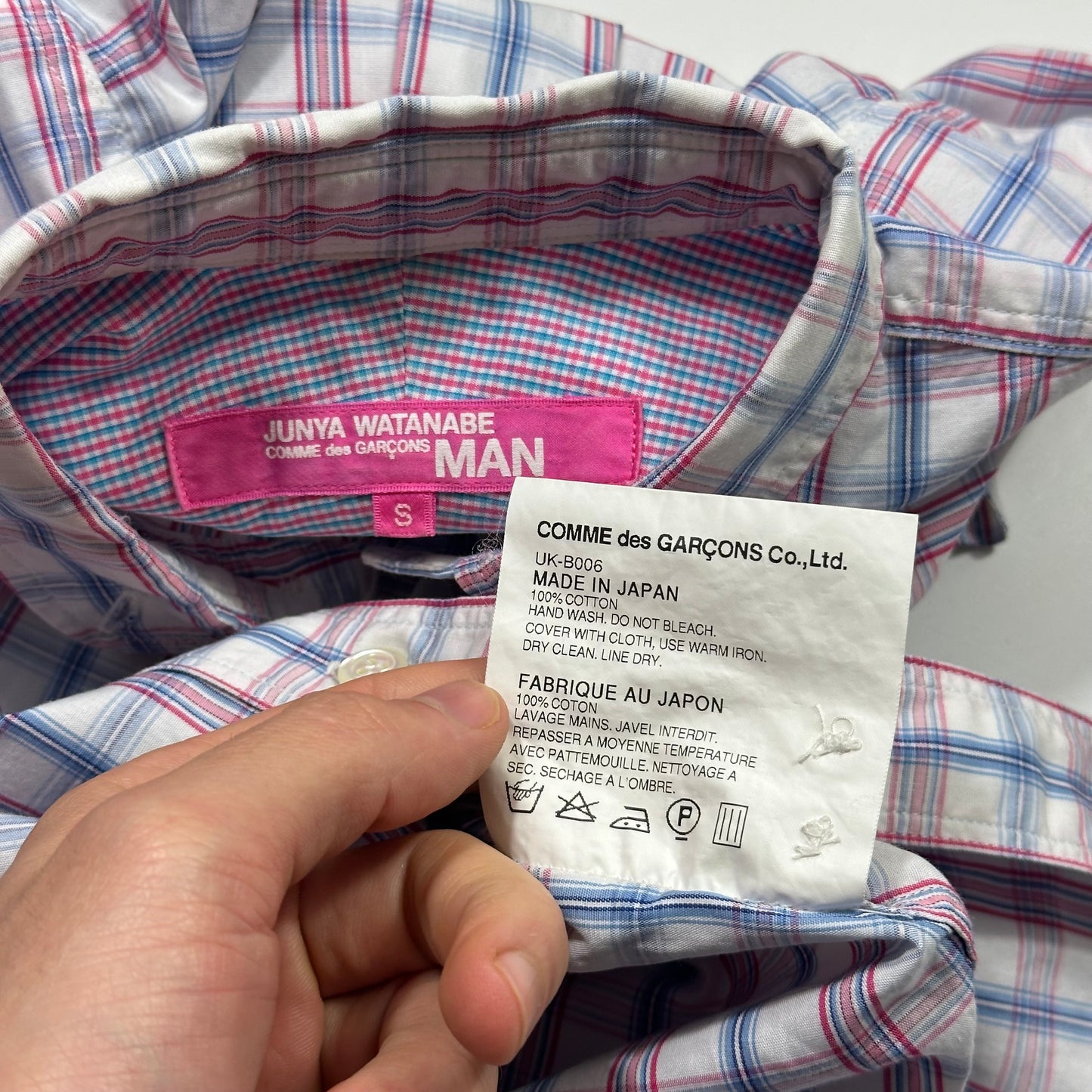 Junya Watanabe Womens 2012 Checkered Plaid Short Sleeve Shirt - S