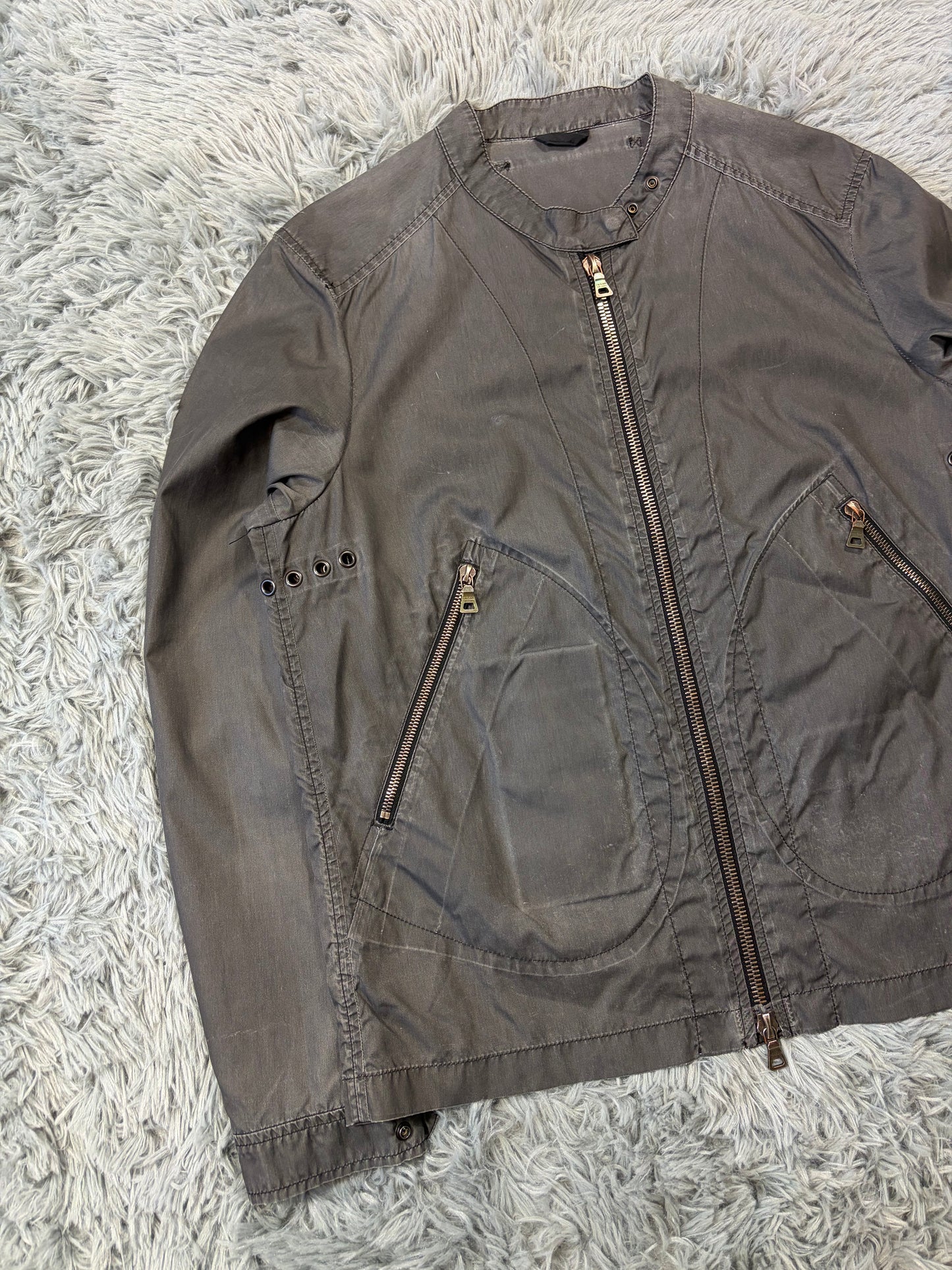 Prada Sport 00’s Ventilated Tela Patina Nylon Acrylic Biker Jacket - S/M