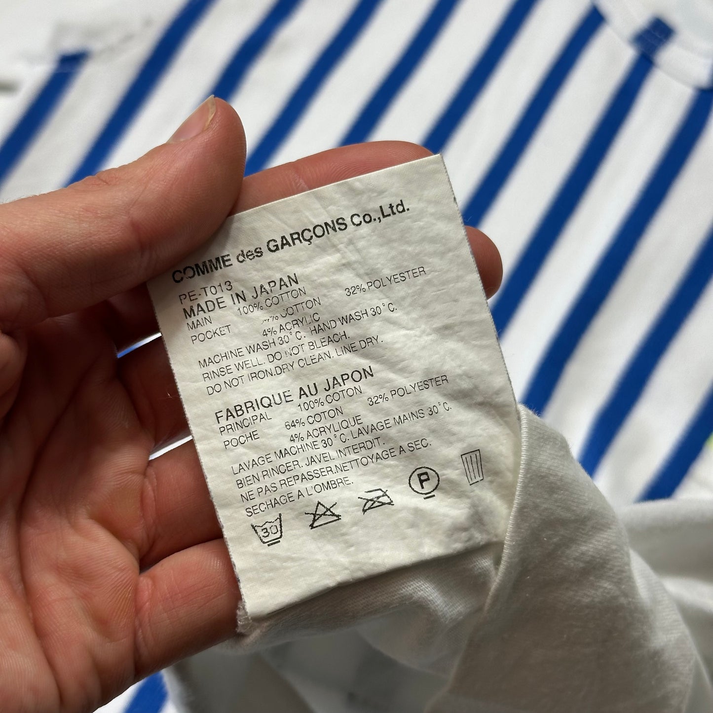 Comme Des Garçons Homme 2009 Striped Appliqué Pocket T-shirt - S