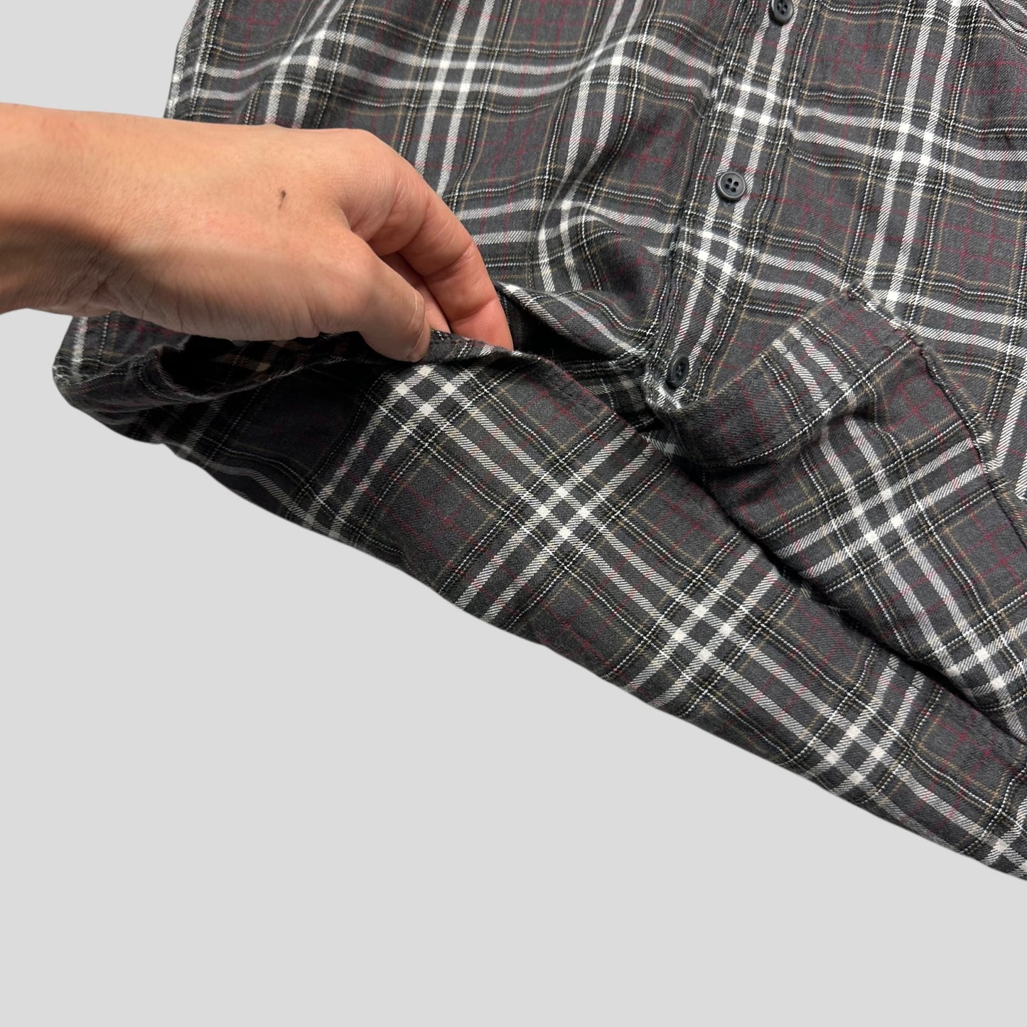 Final Home AW08 Grey Nova Check Pocket Logo Shirt - S