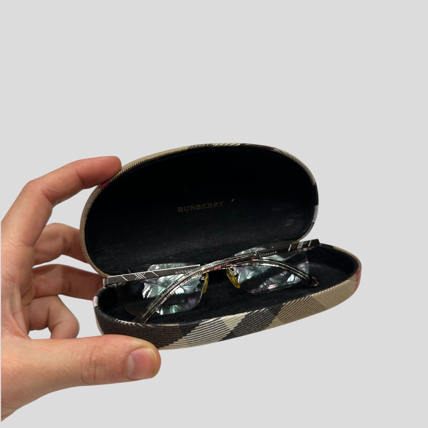 Burberry Safilo Nova Check Logo Metal Square Sunglasses