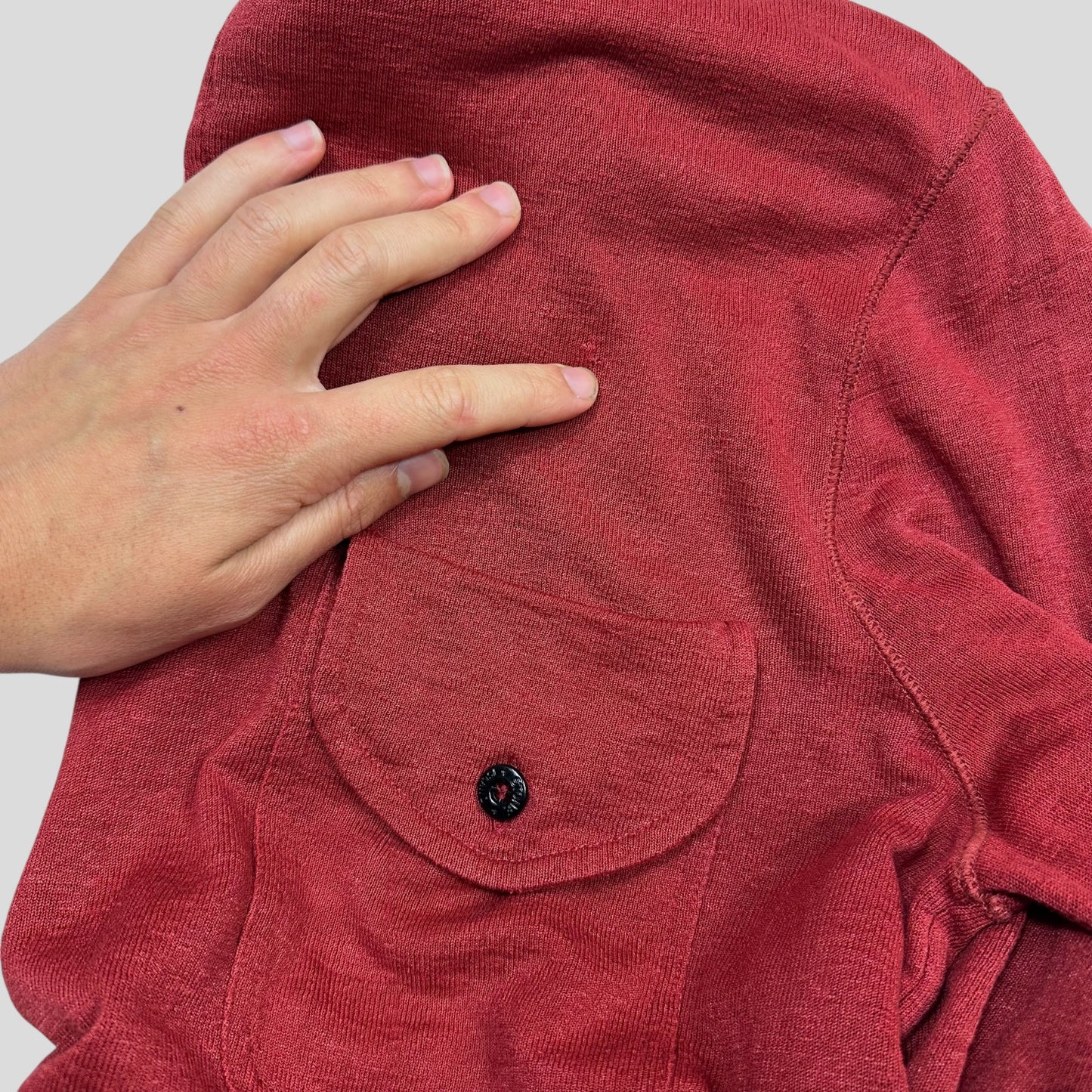 Stone Island 2010 Blood Red Flax & Silk Lightweight Knit - L