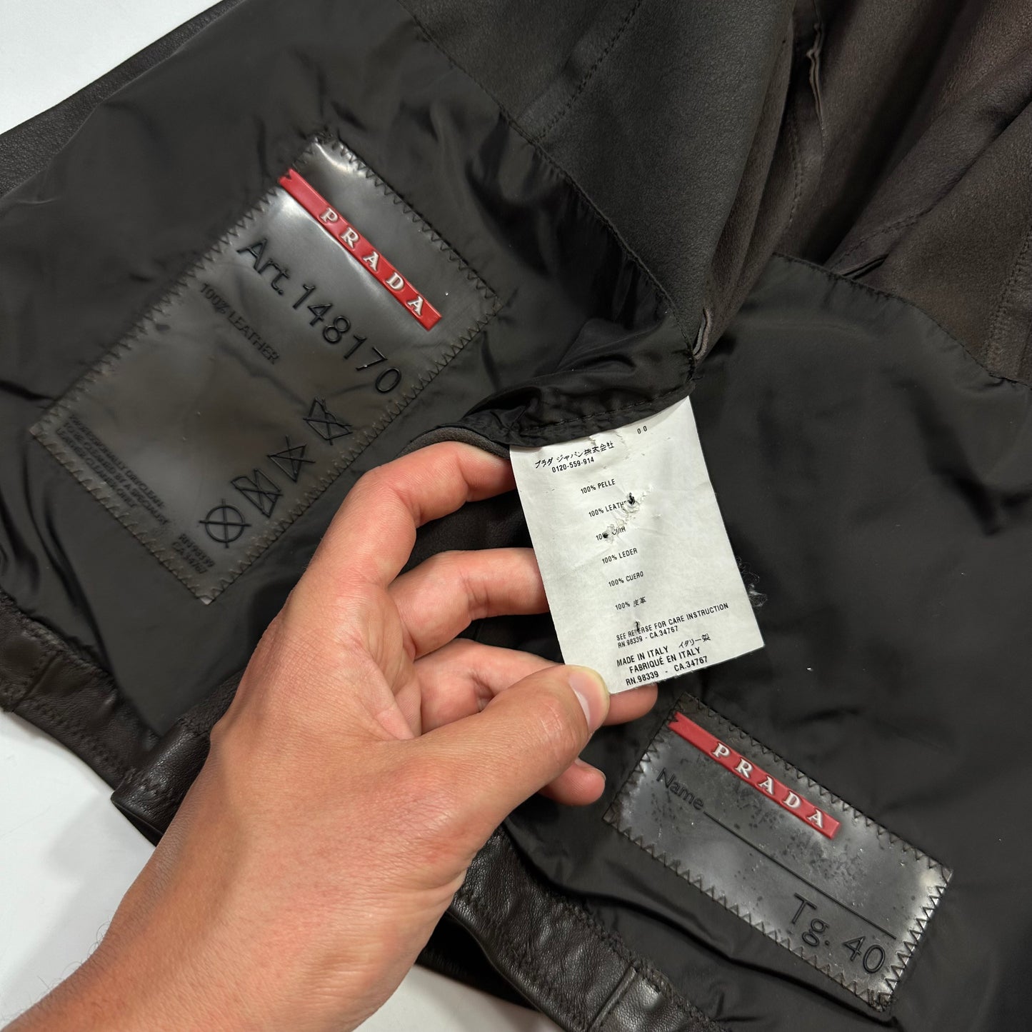 Prada Sport 2004 Leather Love Heart Back Logo Work Jacket - IT40