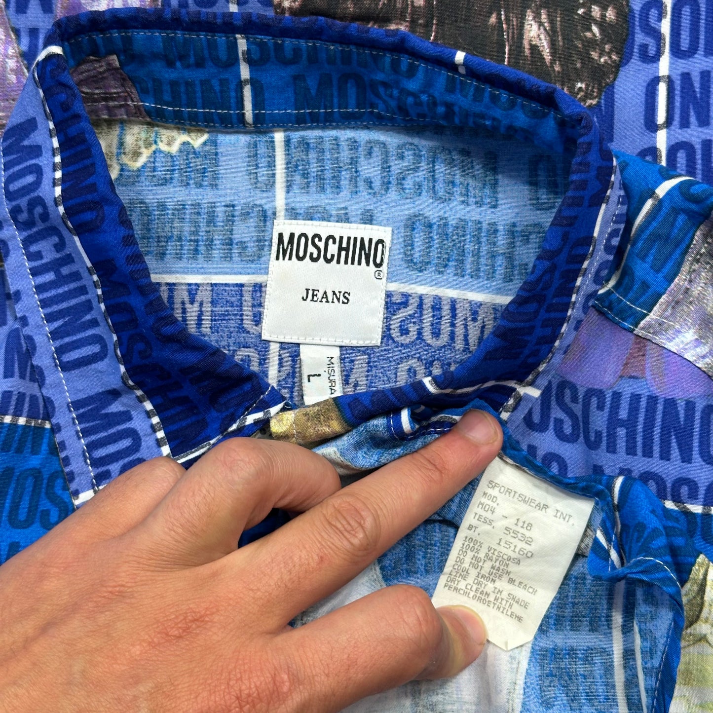 Moschino Jeans 1996 Clothes Print Shirt - L