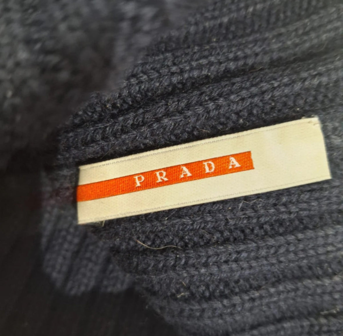 Prada Sport 2006 Black Ribbed Wool Fisherman’s Beanie
