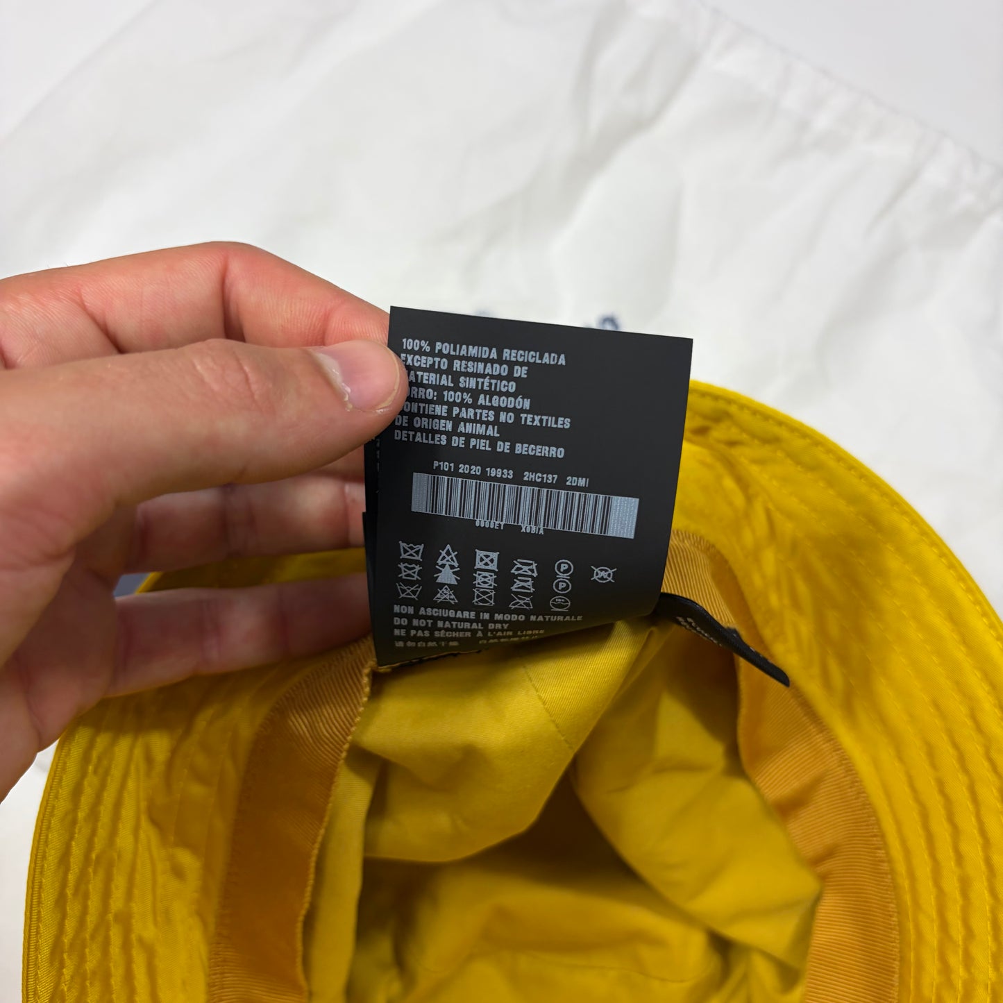Prada Milano 2020 Re-nylon Yellow Panama Bucket Hat