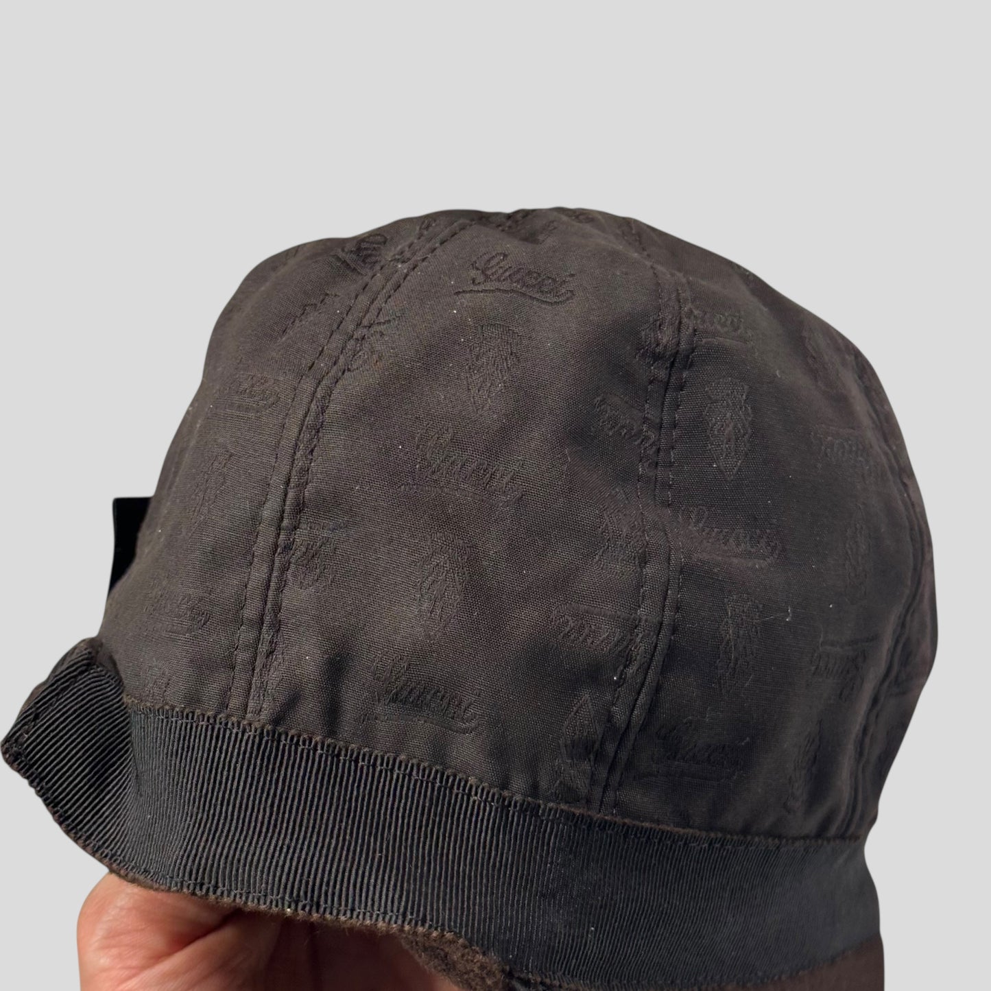 Gucci 00’s Cashmere Wool Leather Newsboy Jockey Hat - S/M