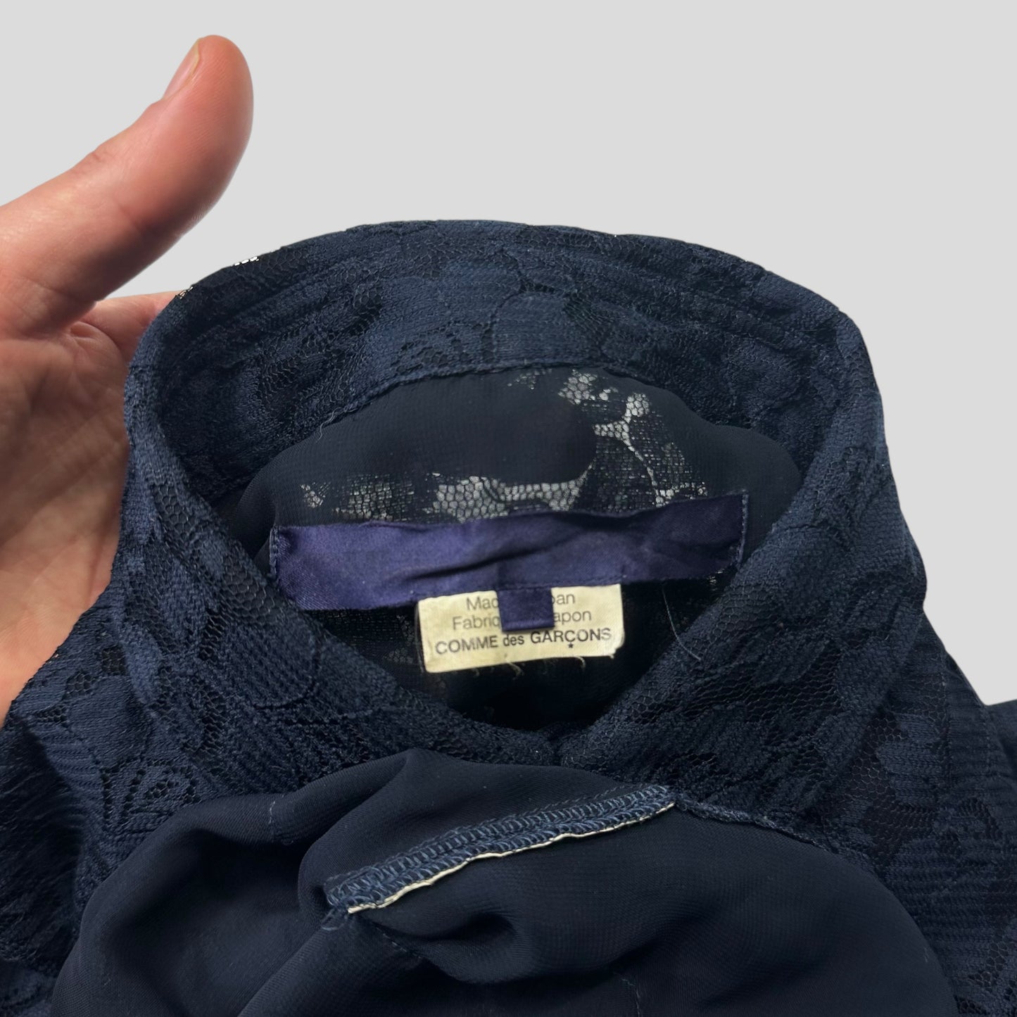 Comme Des Garçons 00’s Sheer Mesh Floral Lace Shirt - S/M