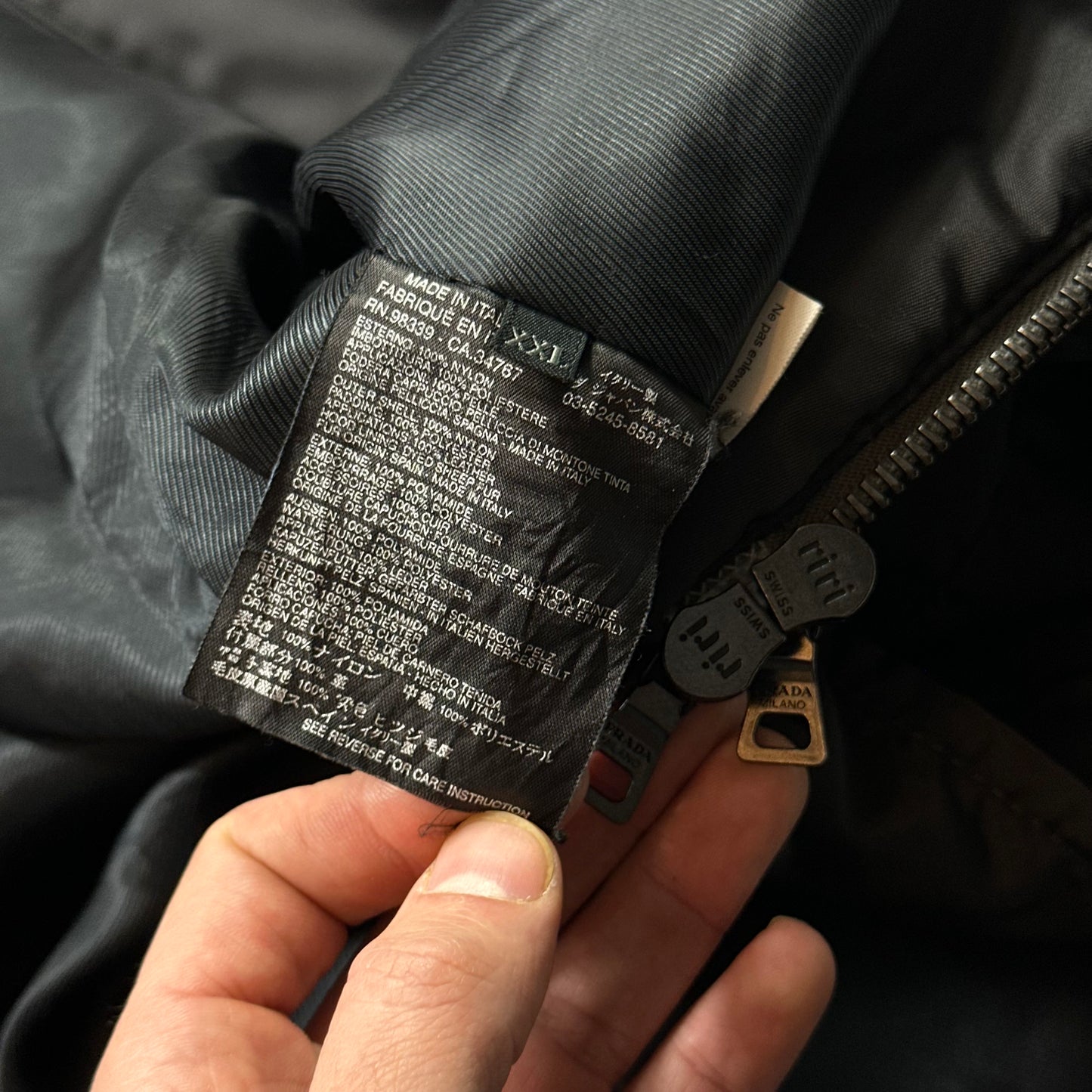 Prada Milano 00’s Sherpa Hood Padded Nylon Canvas Multipocket Coat - XXL