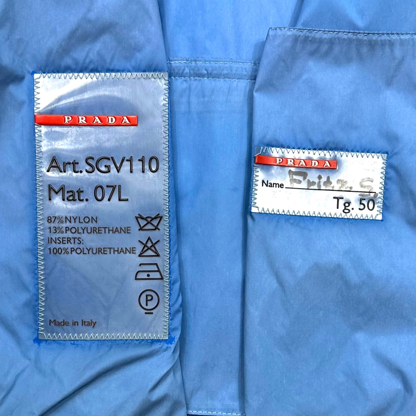 Prada Sport SS99 Latex Pocket Electric Blue Jacket - L