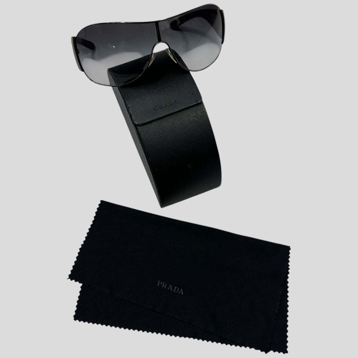 Prada Milano 00’s Triangle Logo Gradient Shield Sunglasses