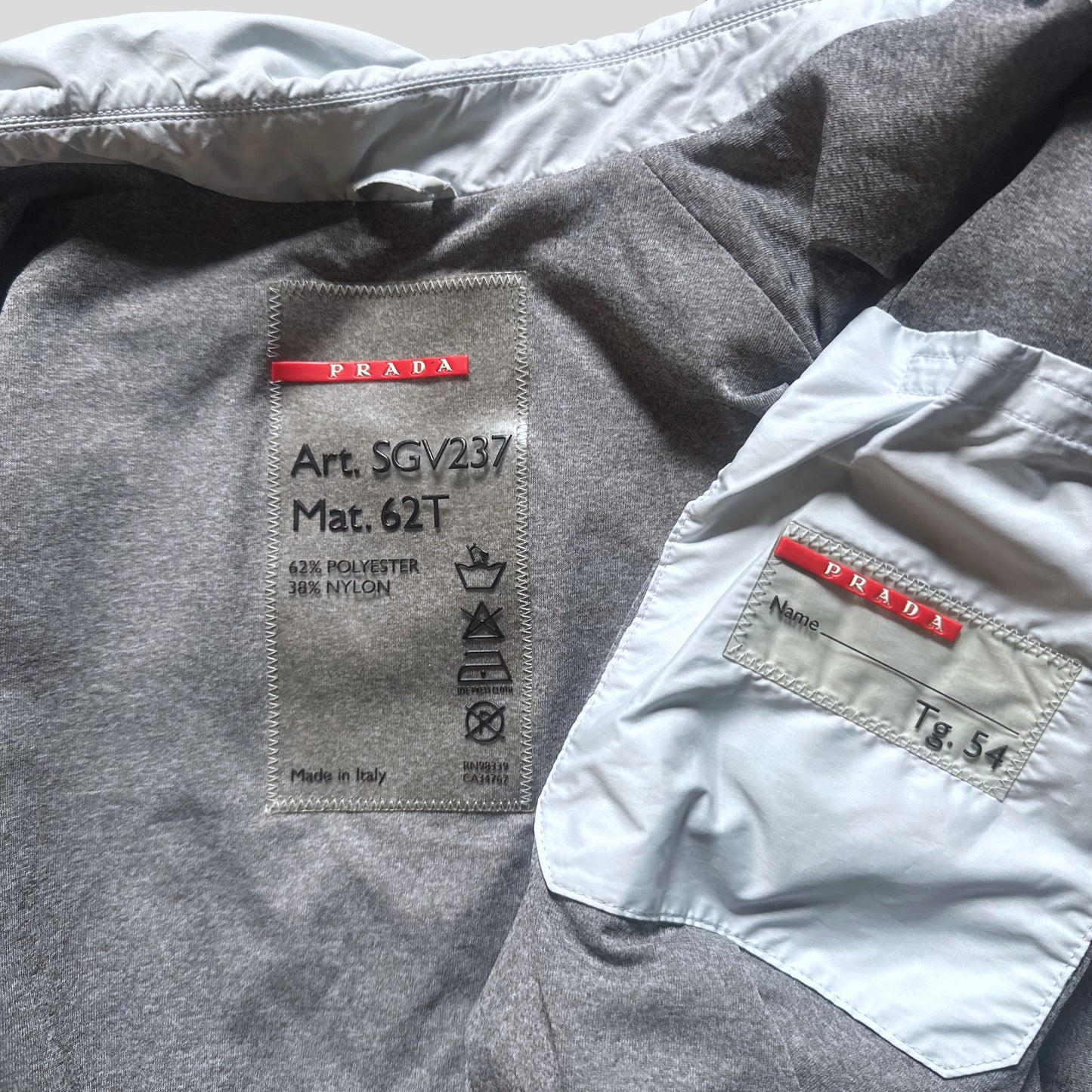 Prada Sport SS00 Gel Seam Baby Blue Nylon Coach Jacket - IT54 (XL)