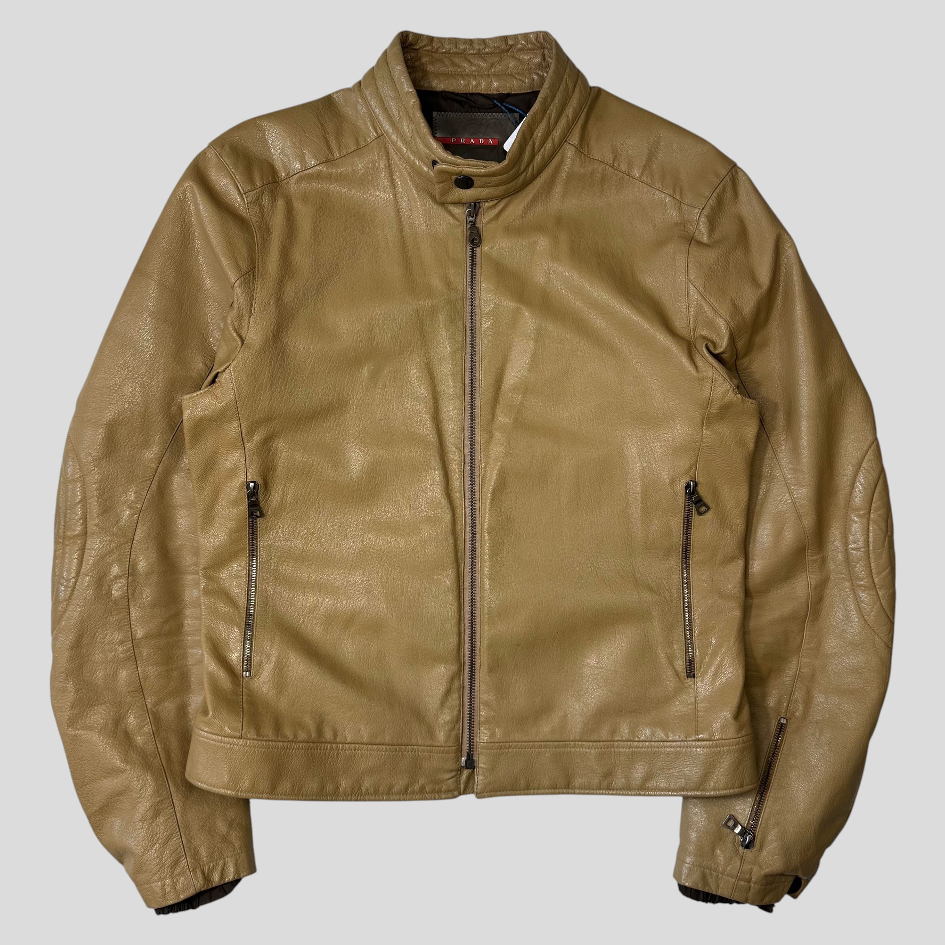 Prada SS00 Leather Articulated Elbow Detailed Moto Jacket - IT50 