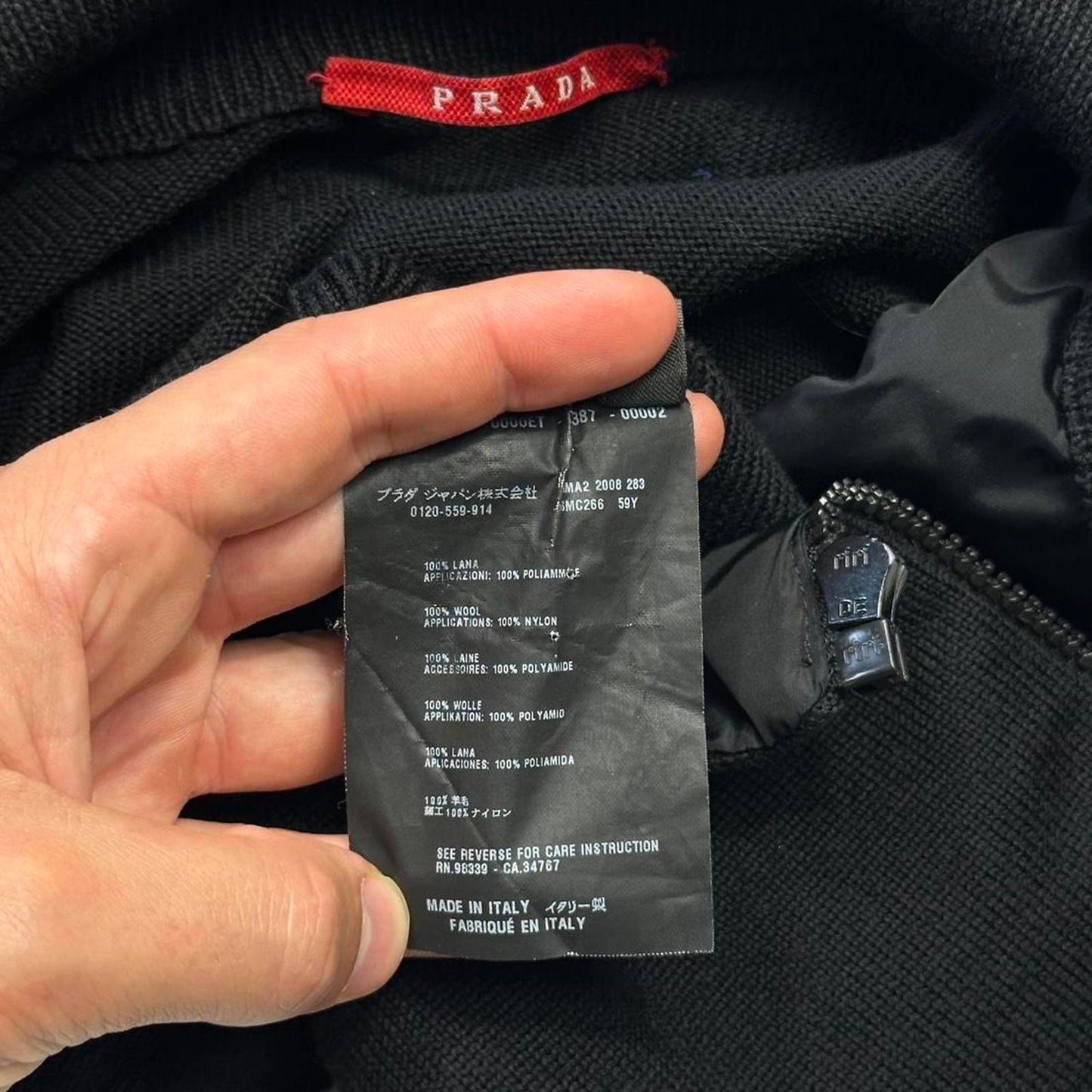 Prada Sport 2008 Black Ergonomic Panelled Logo Cardigan - IT48 (M)