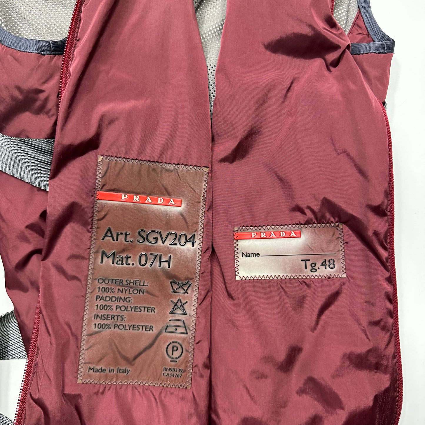 Prada Sport 1999 Nylon Bondage Mesh Padded Gilet - IT48 (S/M)