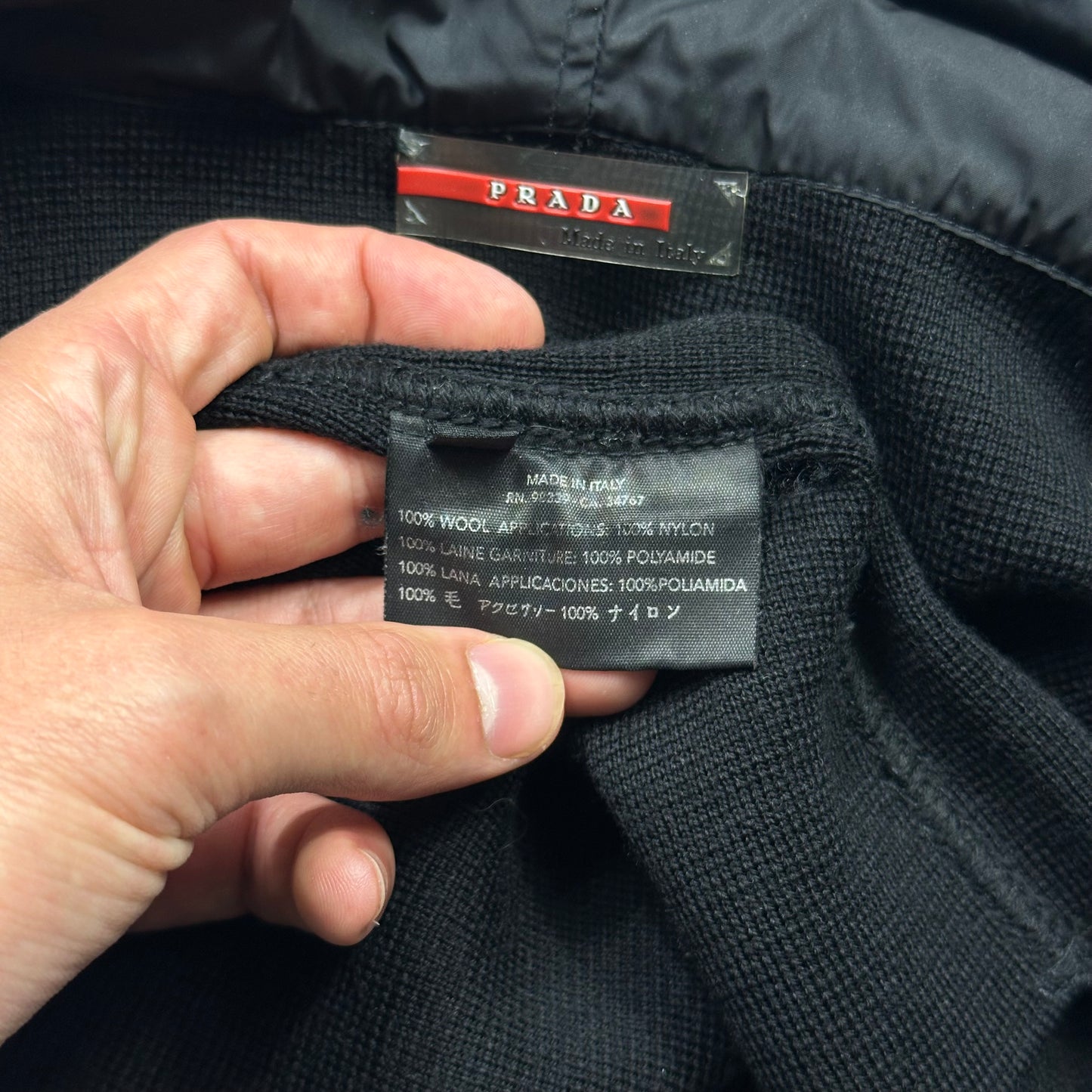 Prada Sport AW00 Ninja Hood Nylon Panel Tech Knit Cardigan - XS/S