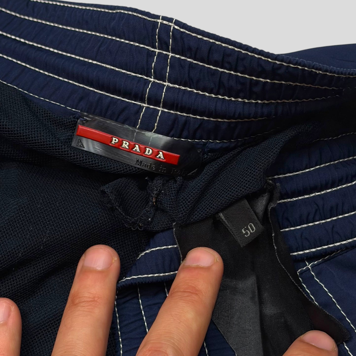 Prada Sport 00’s Nylon Contrast Stitch Baggy Board Shorts - M/L