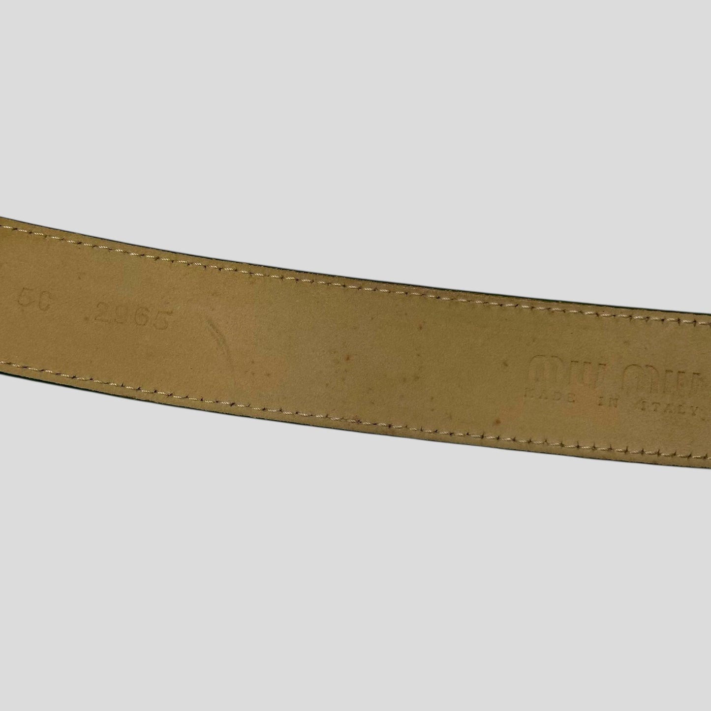 Miu Miu 00’s Leather Textured Metal Buckle Logo Belt - 30-38