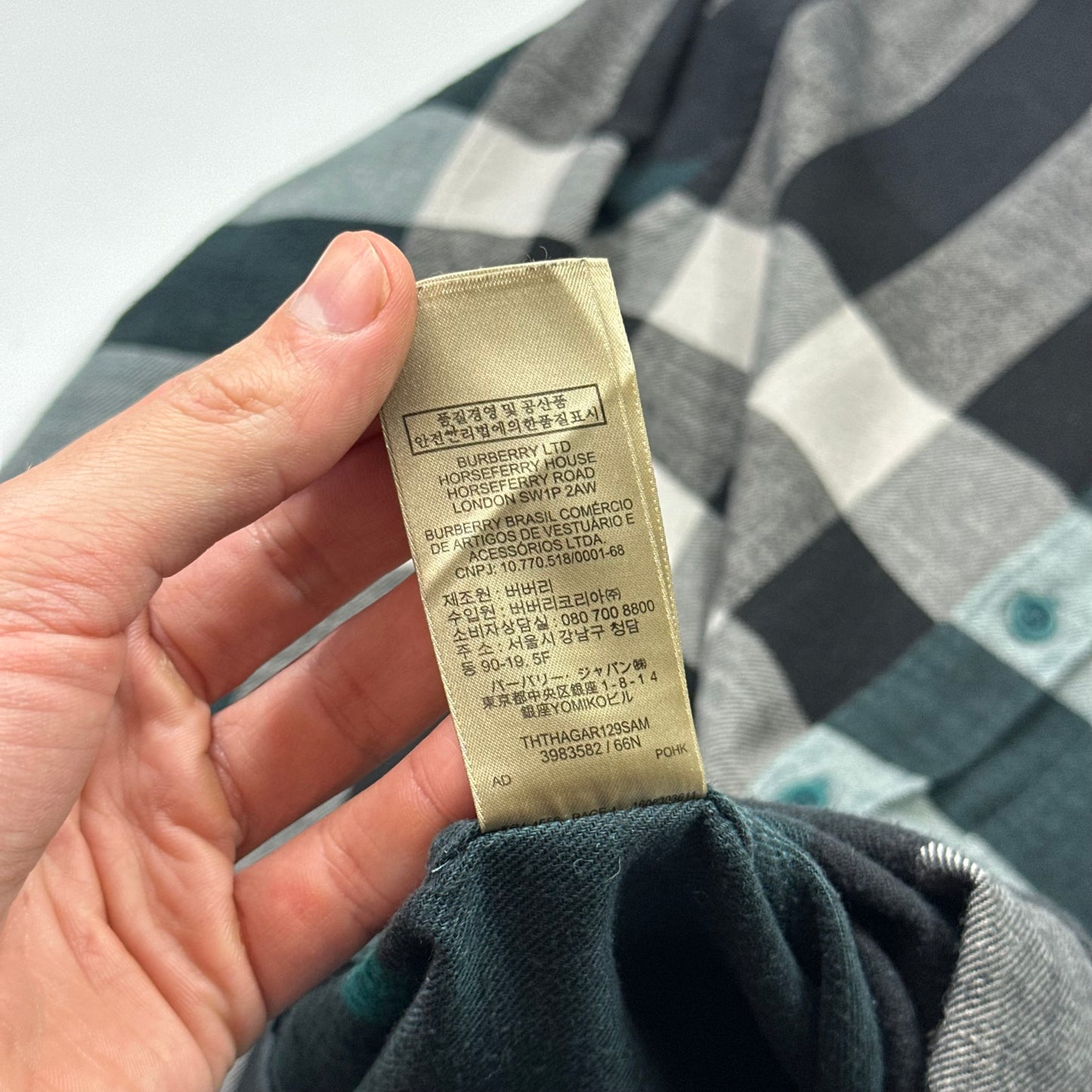 Burberry Green Nova Check Flannel Cotton Longsleeve Shirt - M