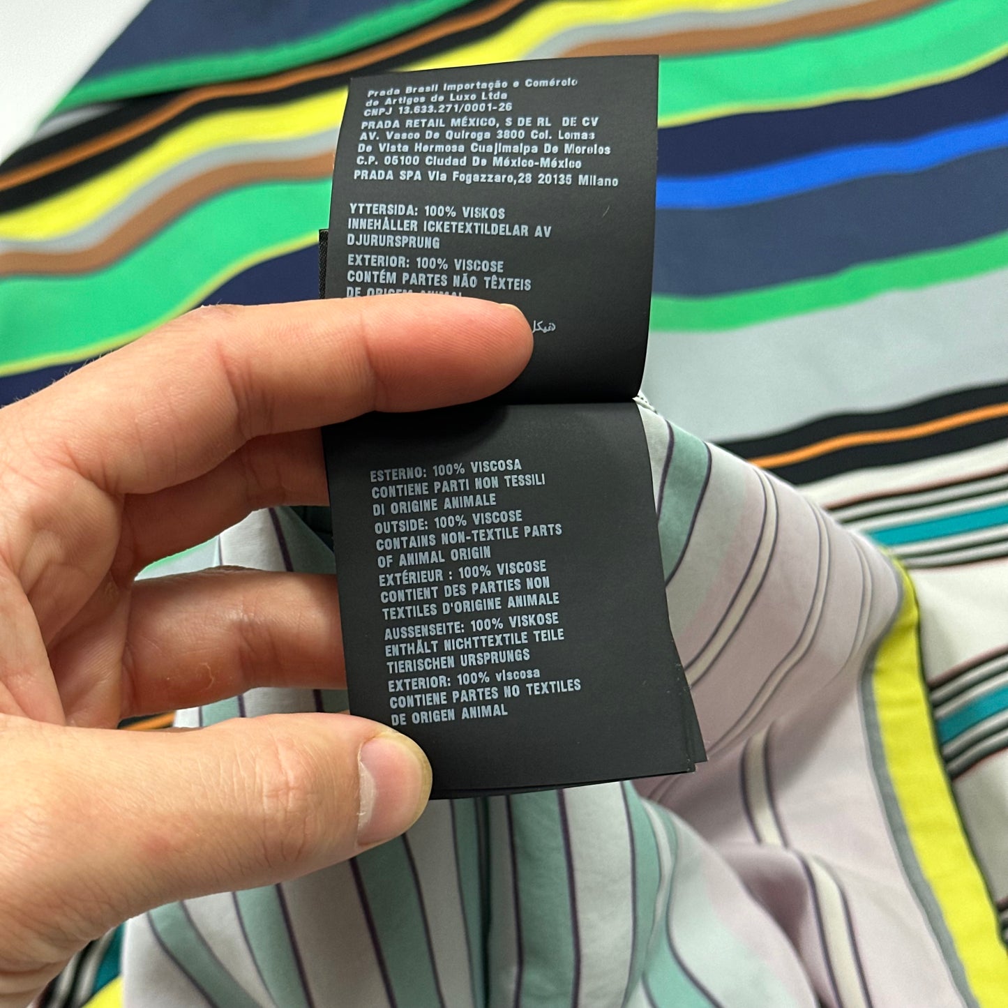 Prada 2018 Striped Rayon Cuban Shirt - M