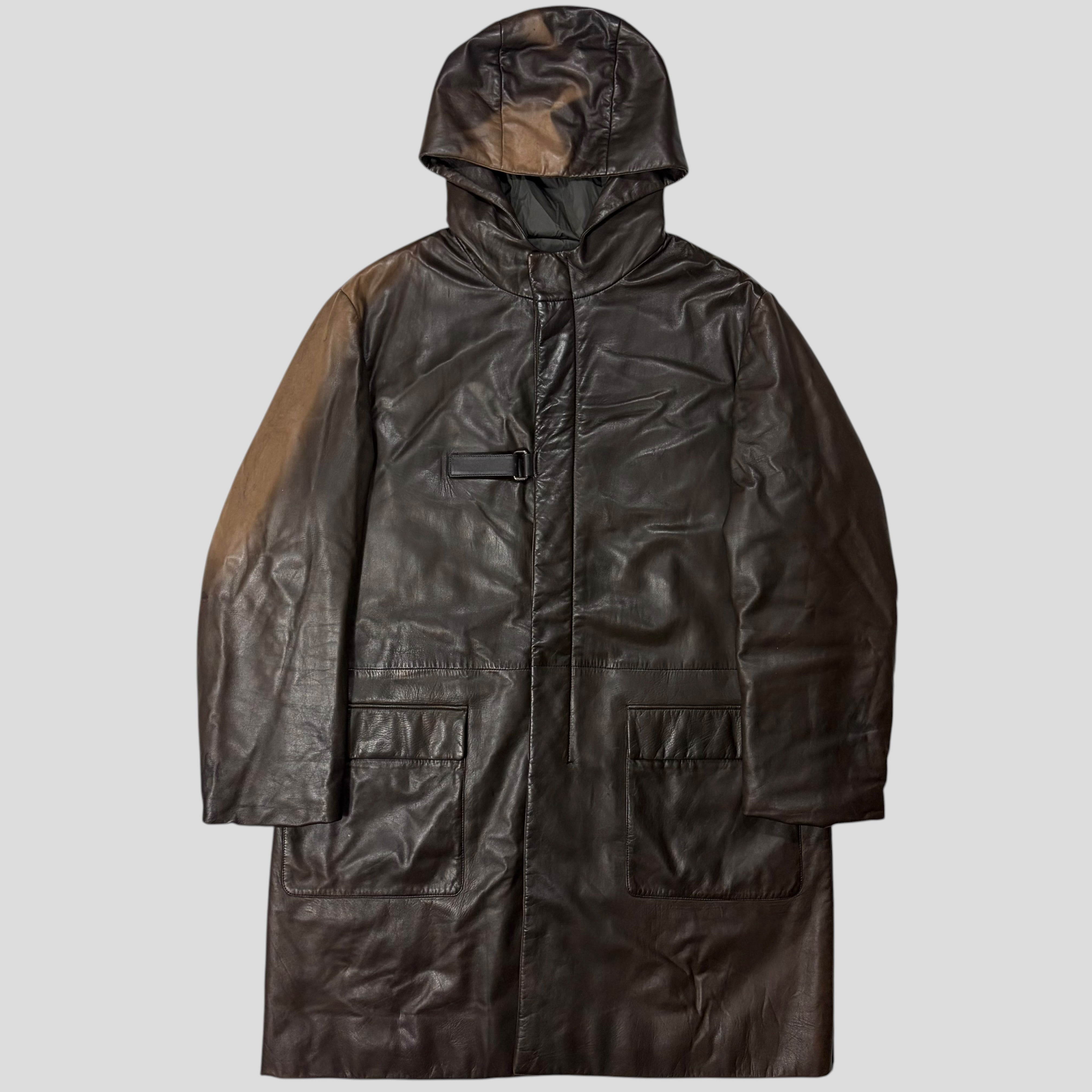 Prada Milano 1999 Runway Strap Detail Sunfade Trench Coat - IT54