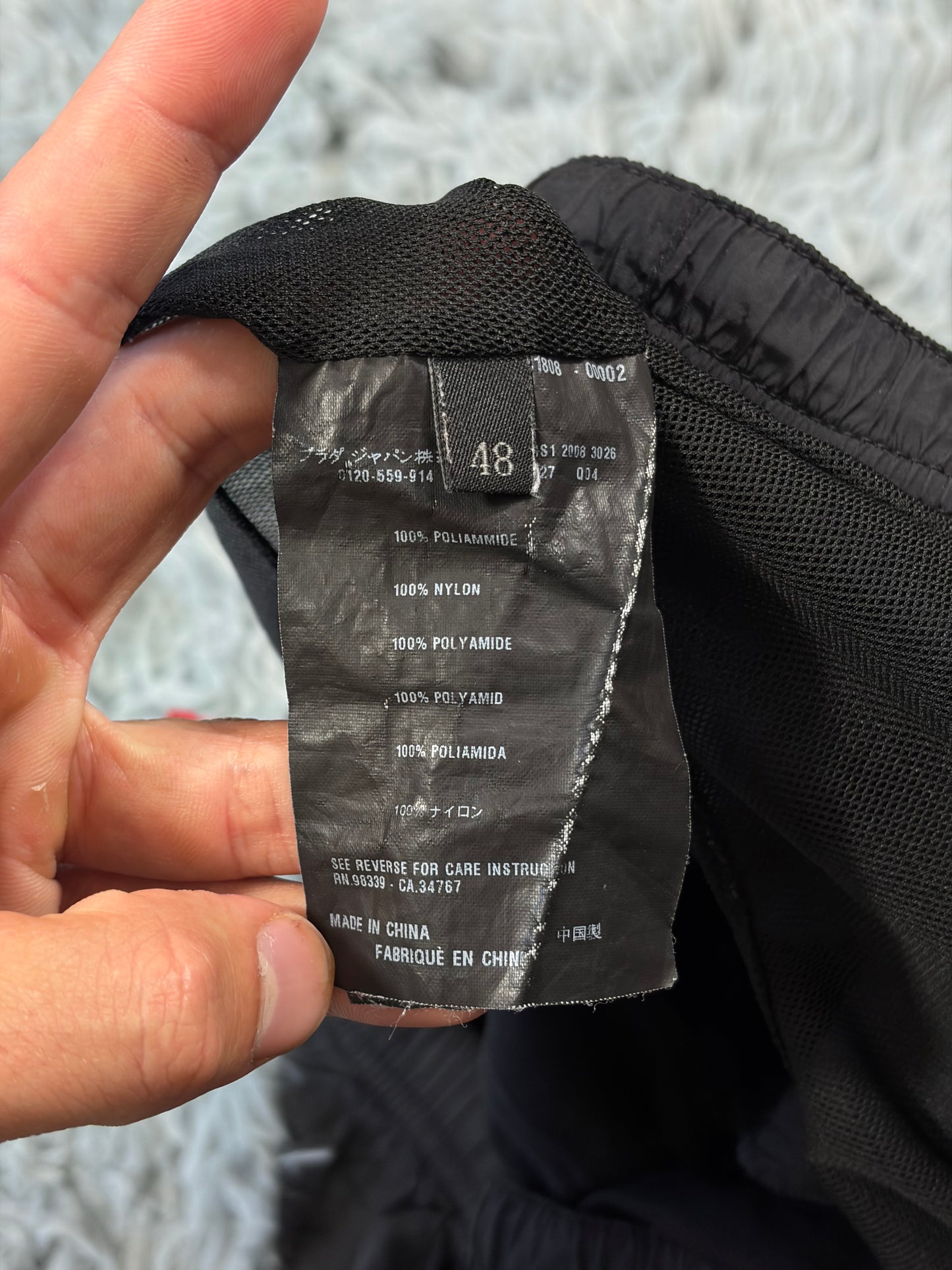 Prada Sport 2008 Black Nylon Red Tab Shimmer Shorts - IT48