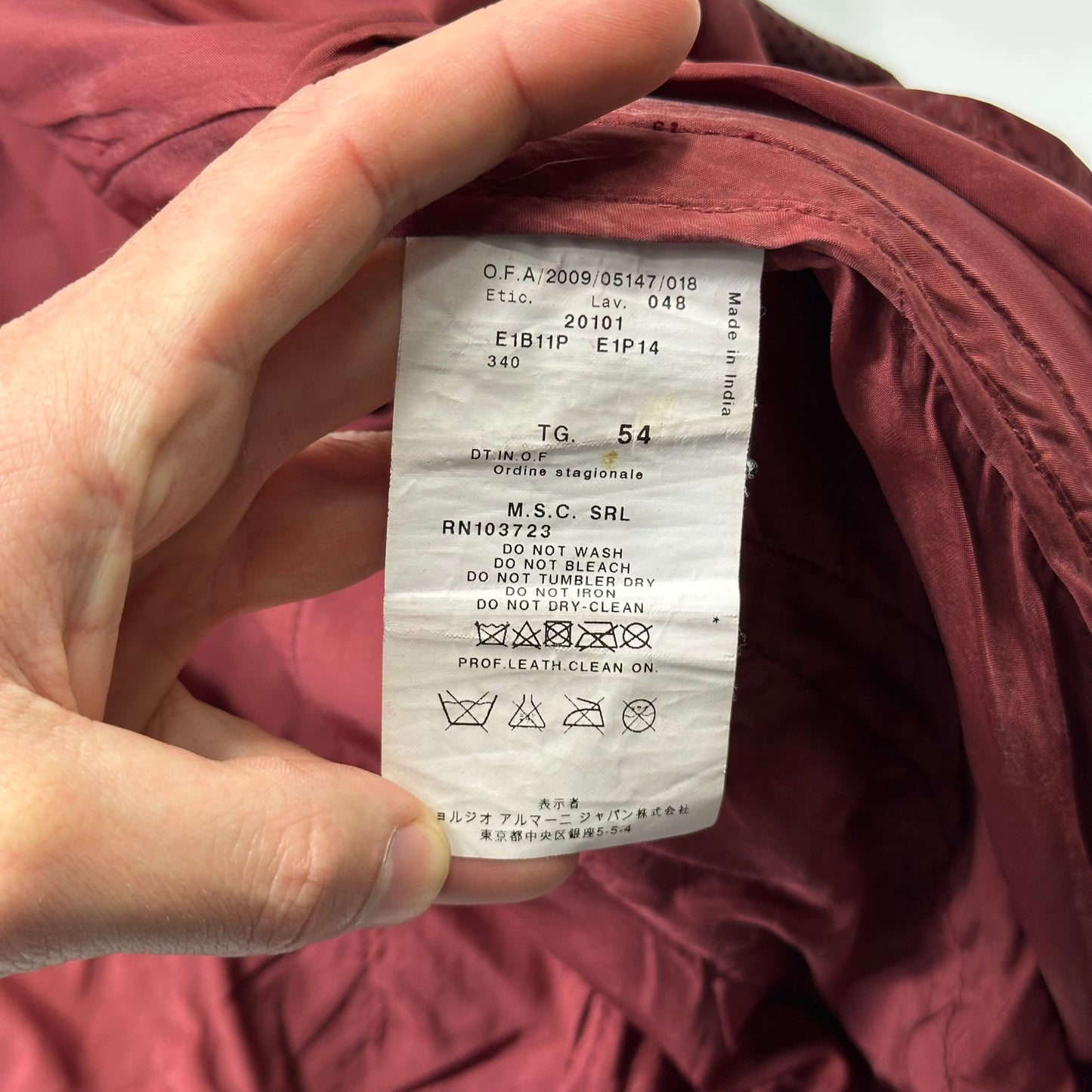 Emporio Armani 2009 Perforated Mesh Lambskin Leather Bomber - IT54 (L)