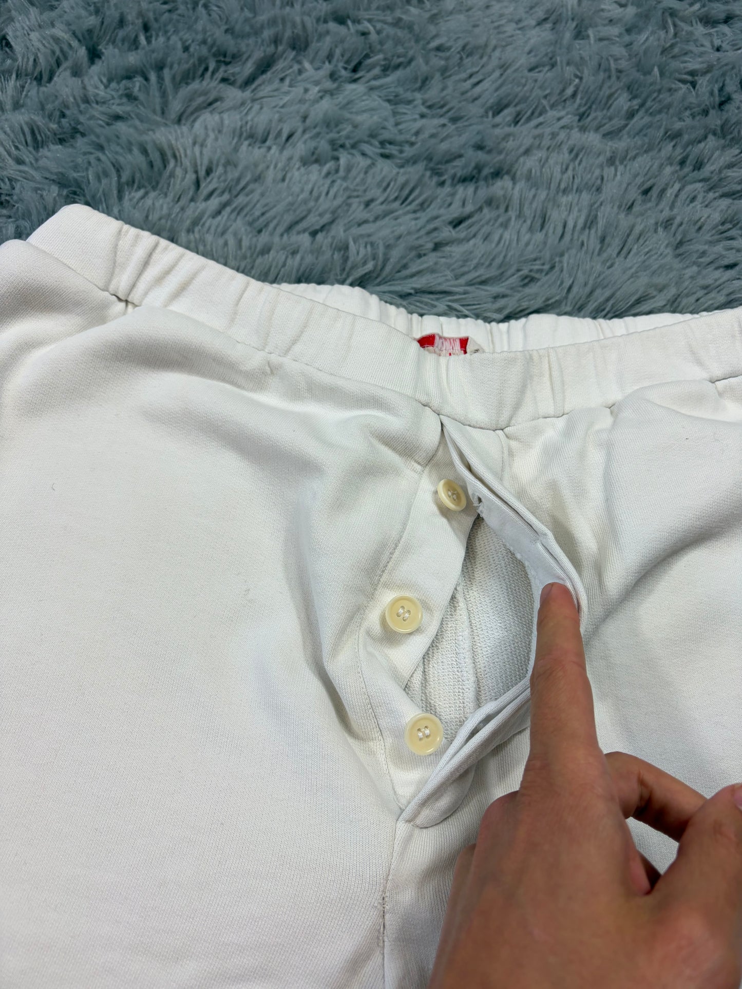 Prada Sport 2010 Red Tab Baggy White Cotton Jogger Shorts - L