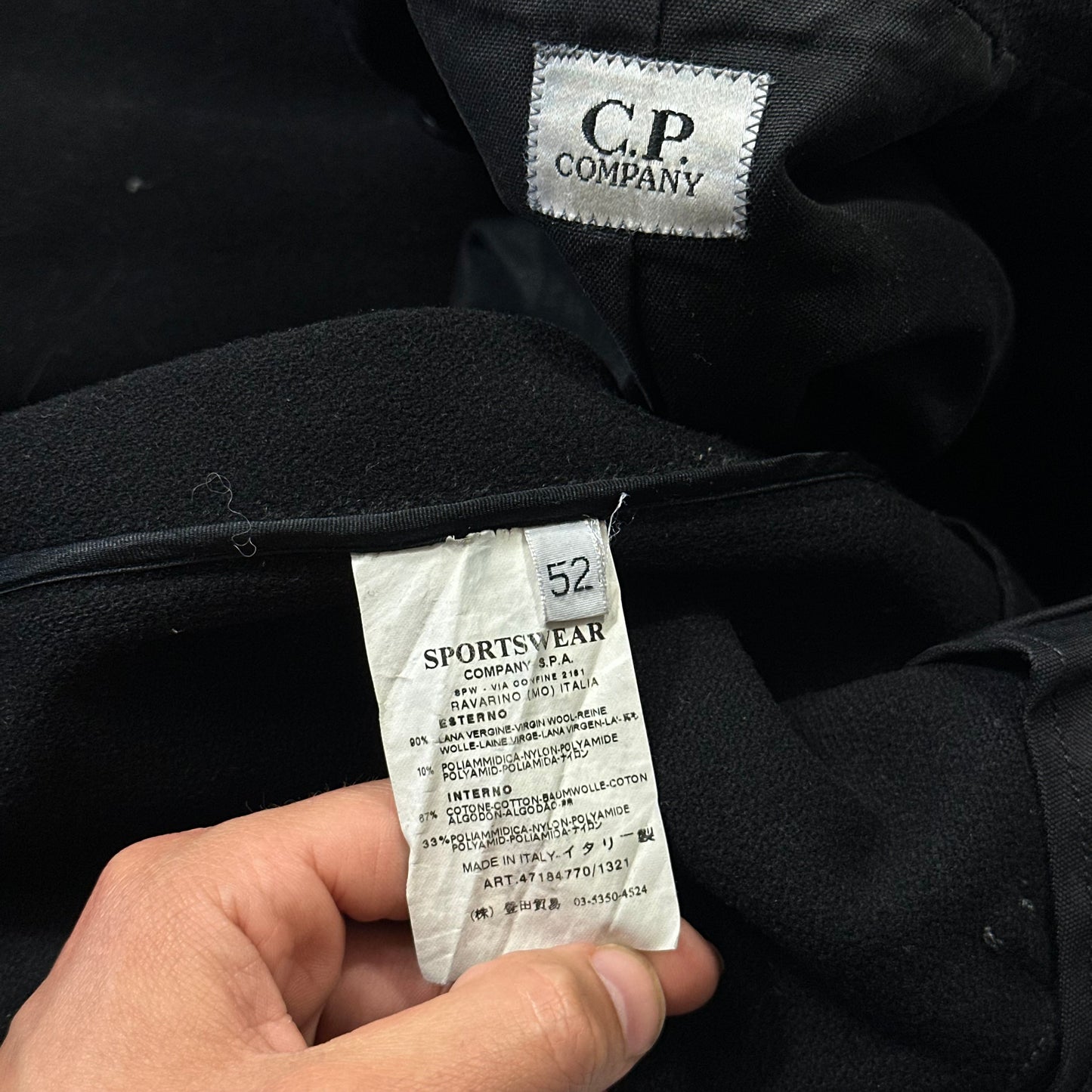 CP Company AW07 Heavy Wool Contrast Stitch Military Peacoat - IT52
