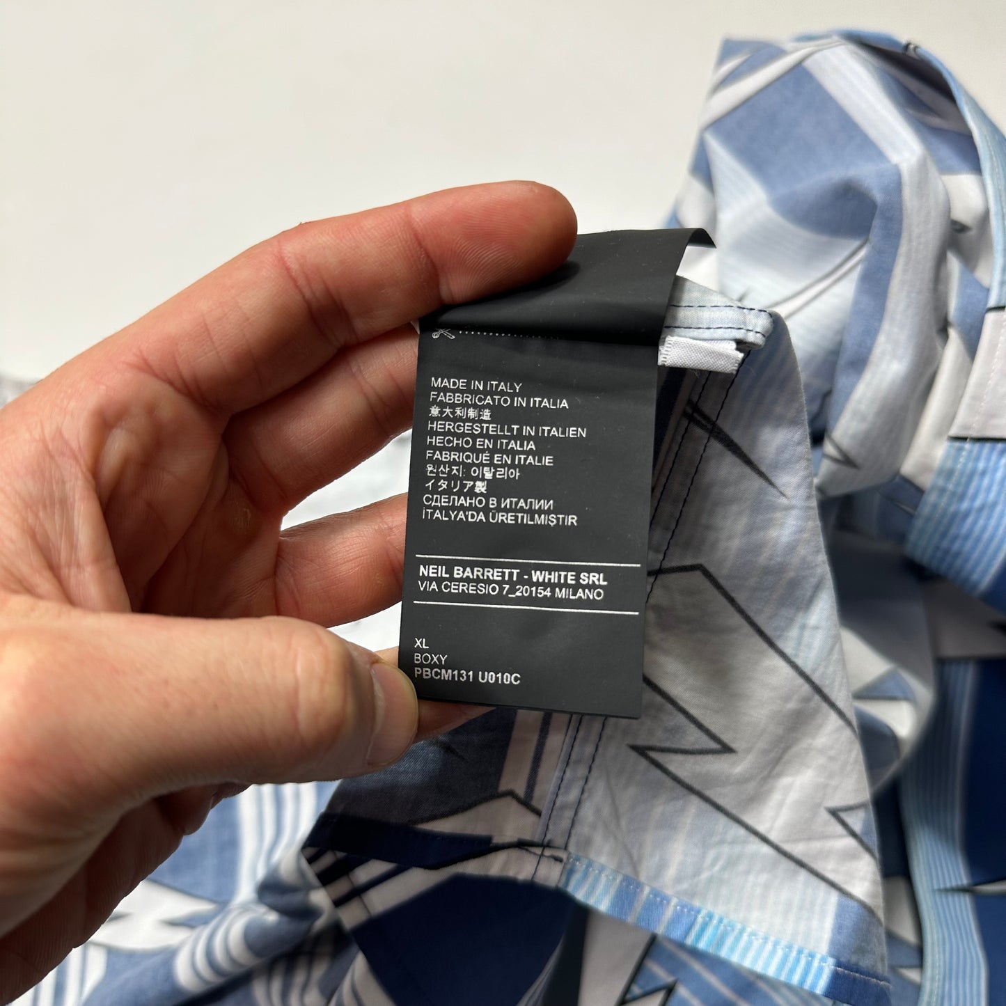 Neil Barrett 2023 Boxy Cuban Split Lightning Bolt Shirt - XL