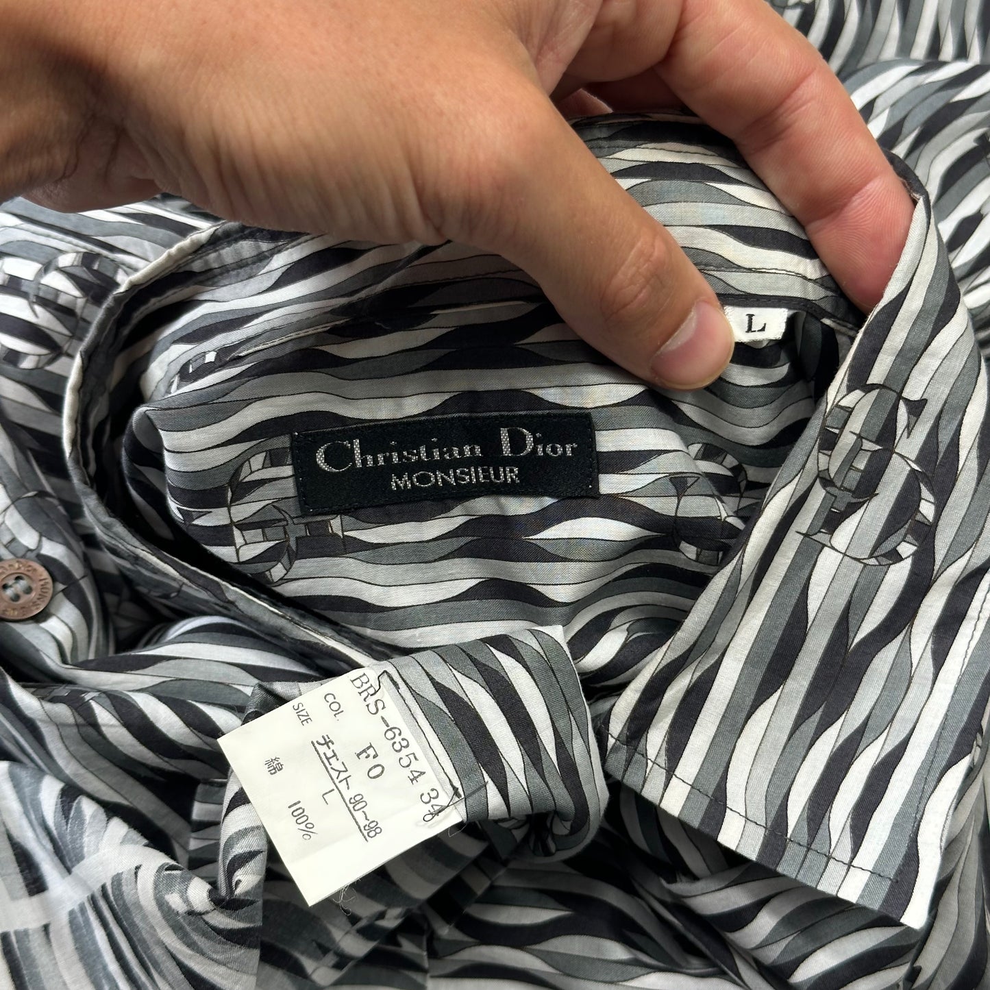 Christian Dior Monsieur 90’s Optical Illusion Spellout Logo Shirt - L/XL