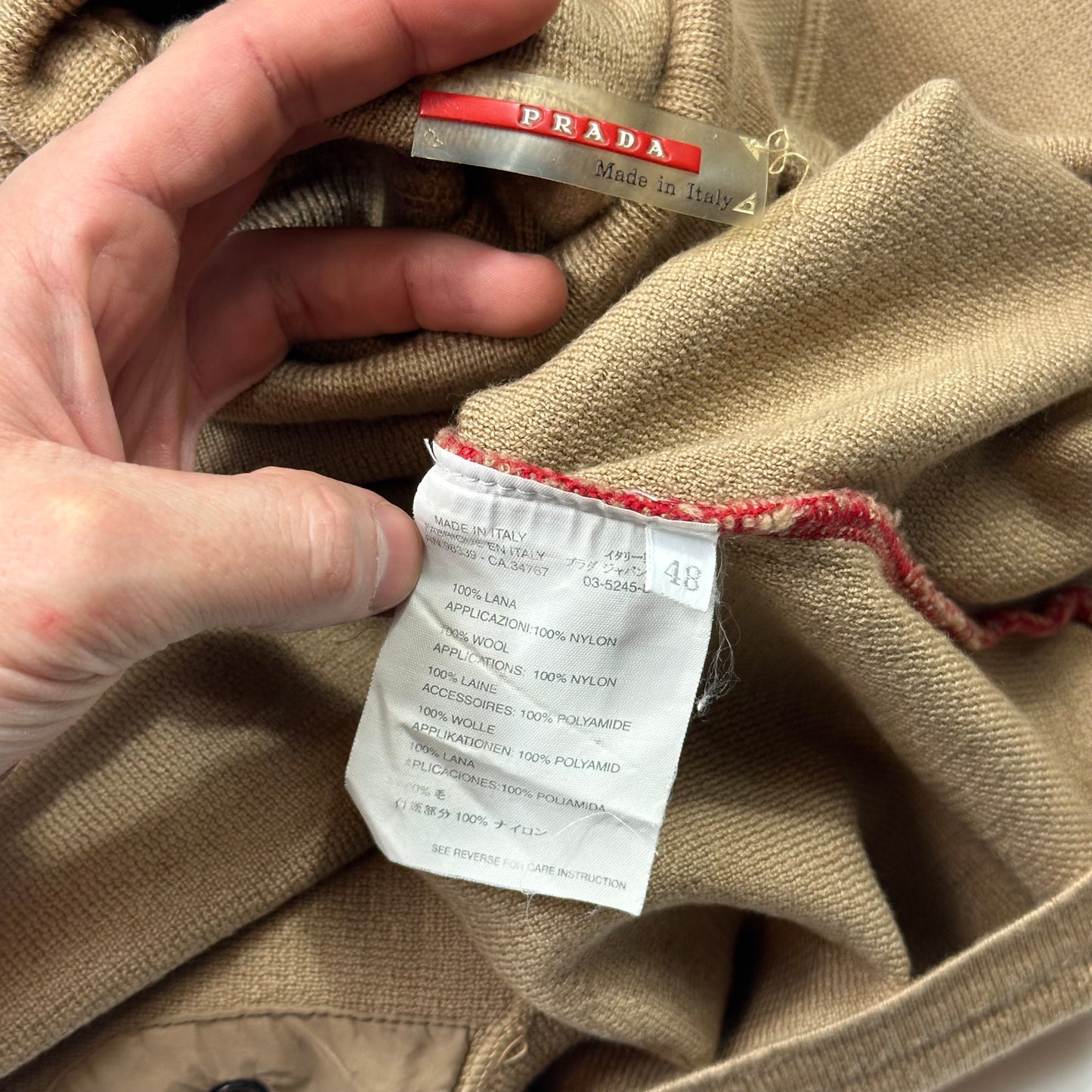 Prada Sport 00’s Ventilated Roll-neck Camel Knit Jumper - IT48