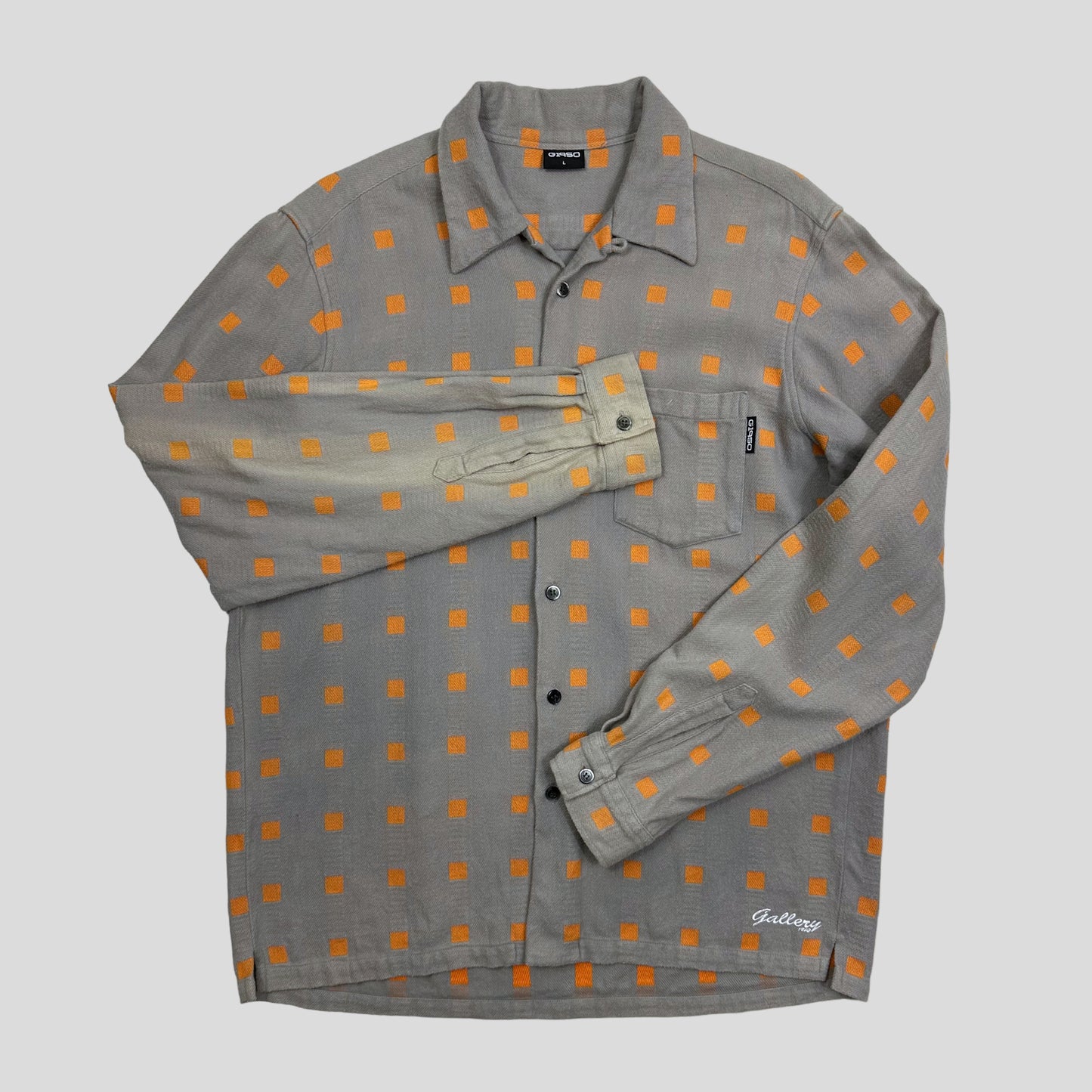 Gallery 1950 00’s Embroidered Squares Heavy Cotton Shirt - L