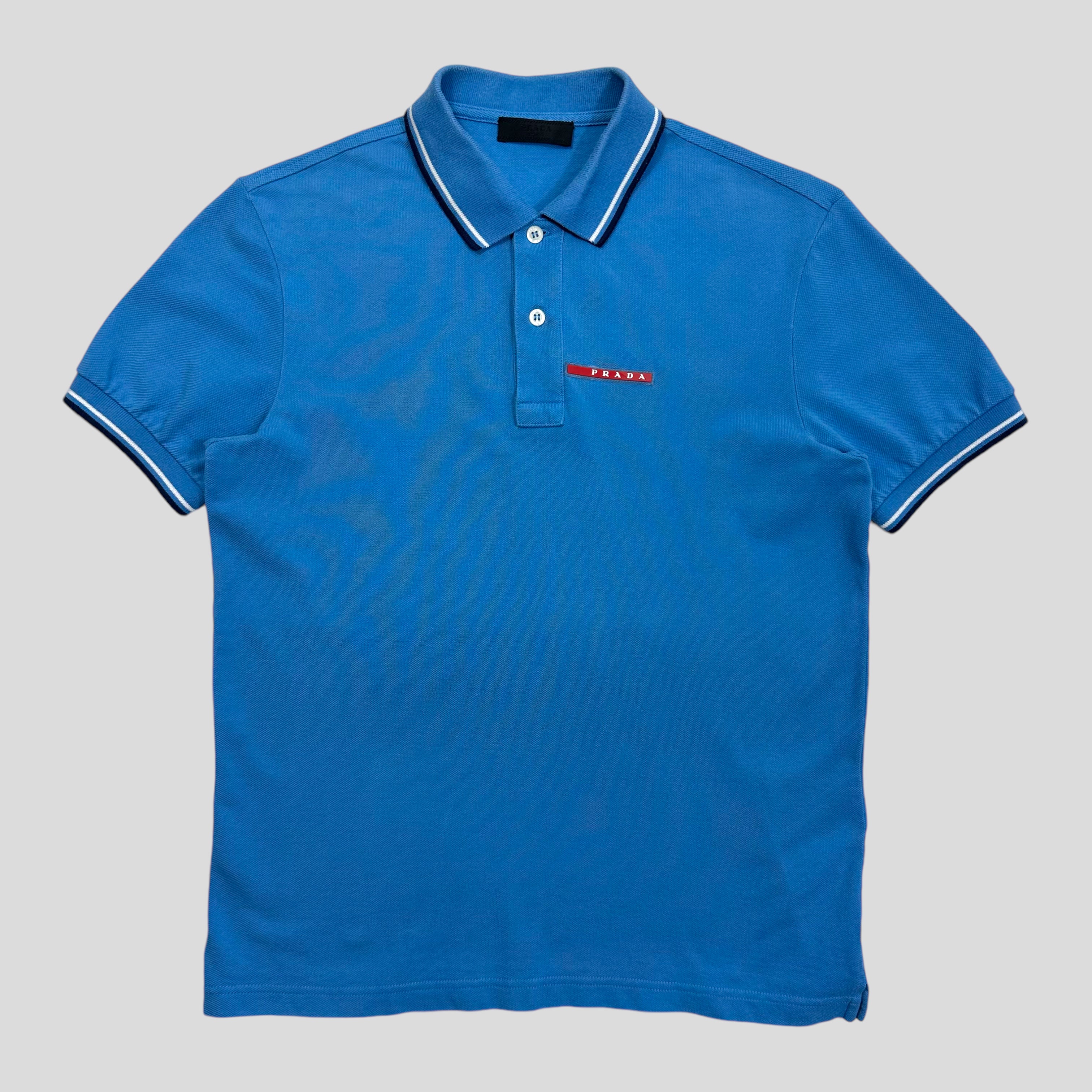 Prada Milano 2018 Aqua Blue Polo Shirt S