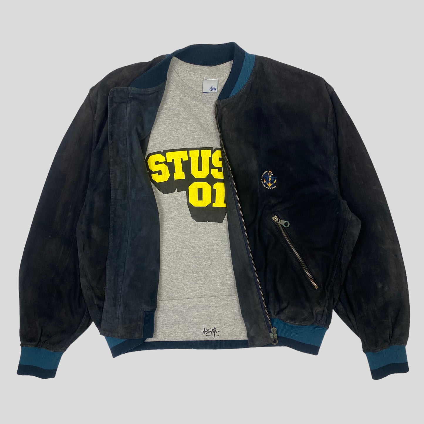 Iceberg 1990 100% Pelle Leather Suede Bomber Jacket - L