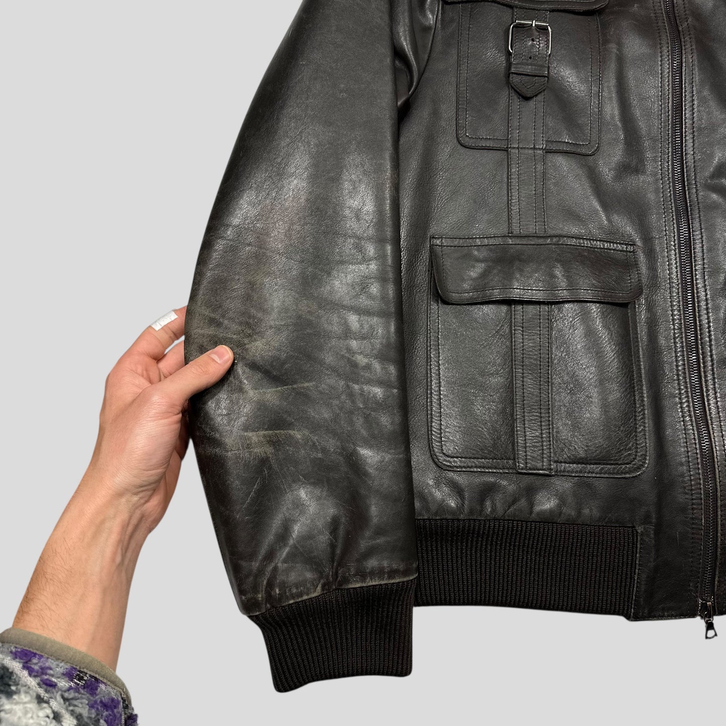 Neil Barrett 00’s Multipocket Buckle Lambs Leather Moto Jacket - L