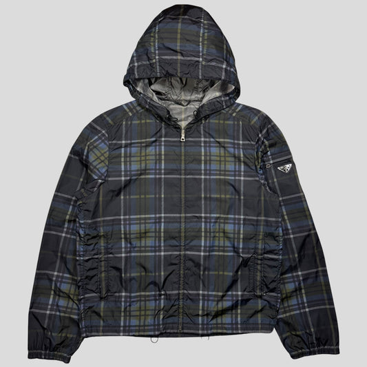 Prada 2011 SAMPLE Shadow Plaid Nylon-PU Resin Coated Windbreaker - M/L