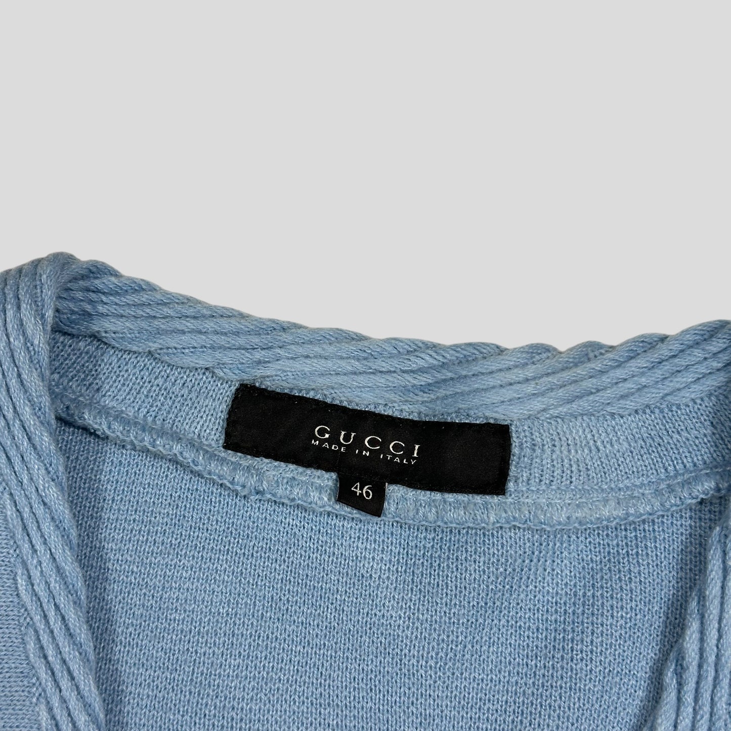 Gucci by Tom Ford 00’s Baby Blue Cable Knit Oversized Cardigan - M/L