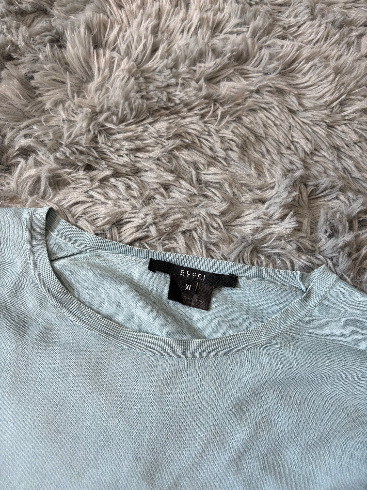 Gucci by Tom Ford 00’s Aqua Blue Light Cotton Knit Jumper - M/L