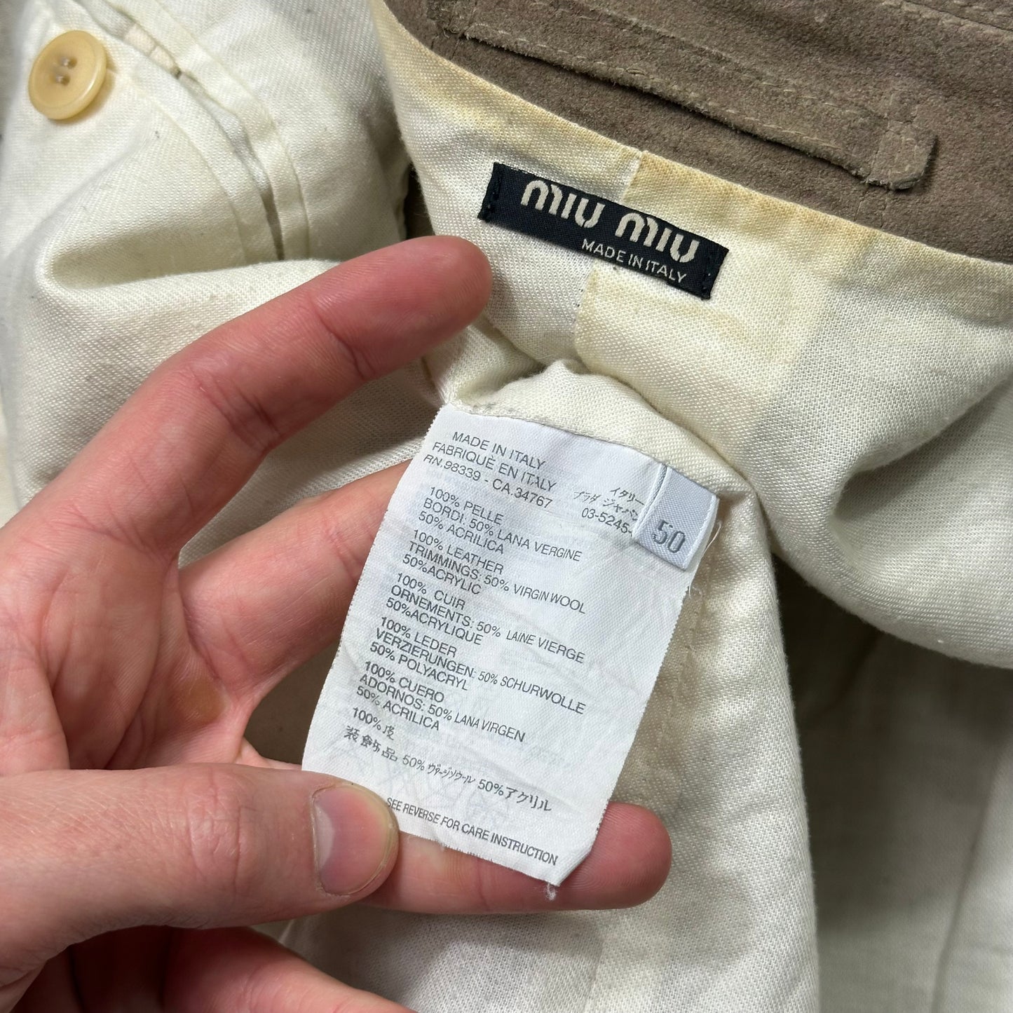 Miu Miu 00’s Suede Leather Cropped Work Jacket - IT50 (M/L)