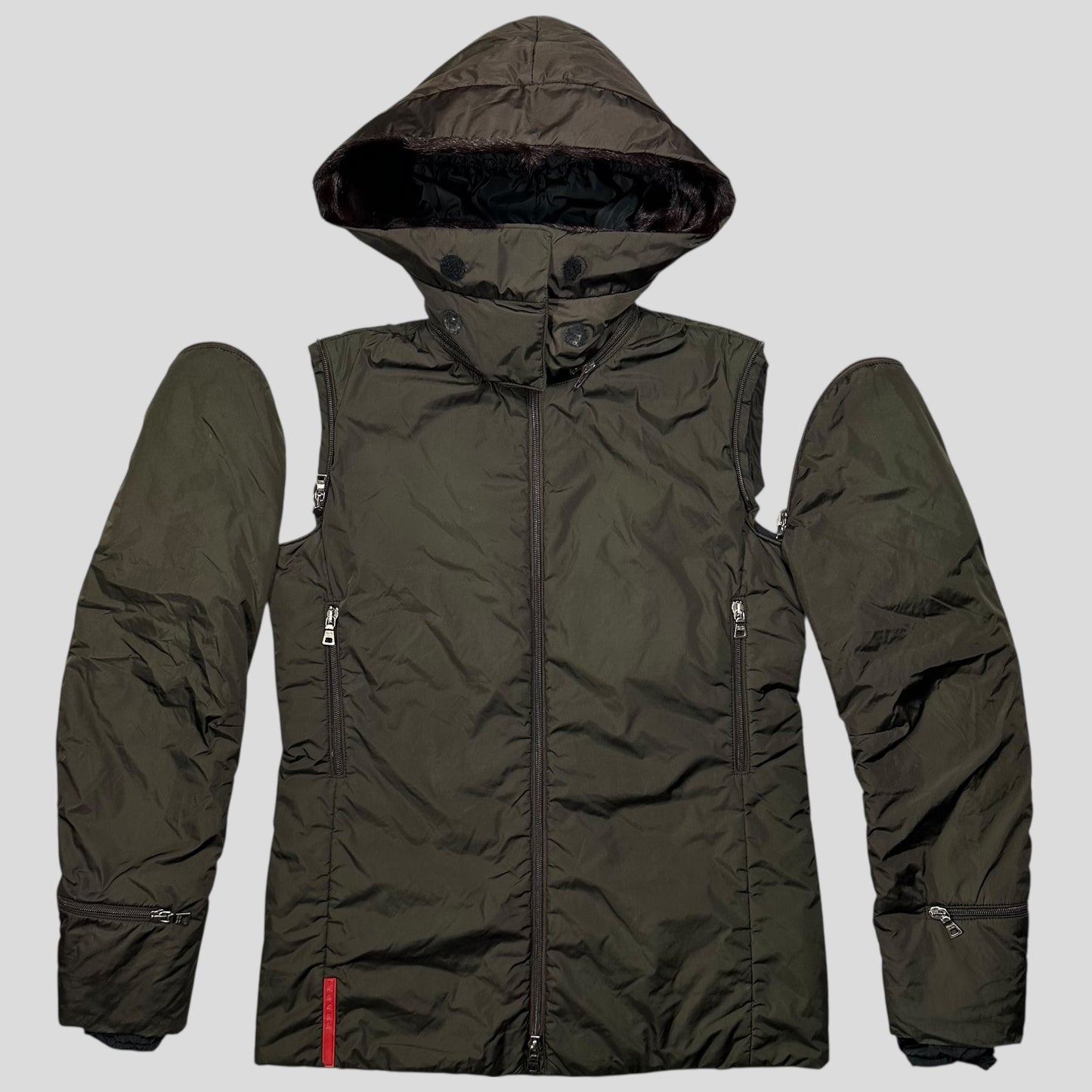 Prada Sport AW00 7 in 1 Nylon Padded Goat Fur Modular Bag Jacket - IT42 (S)