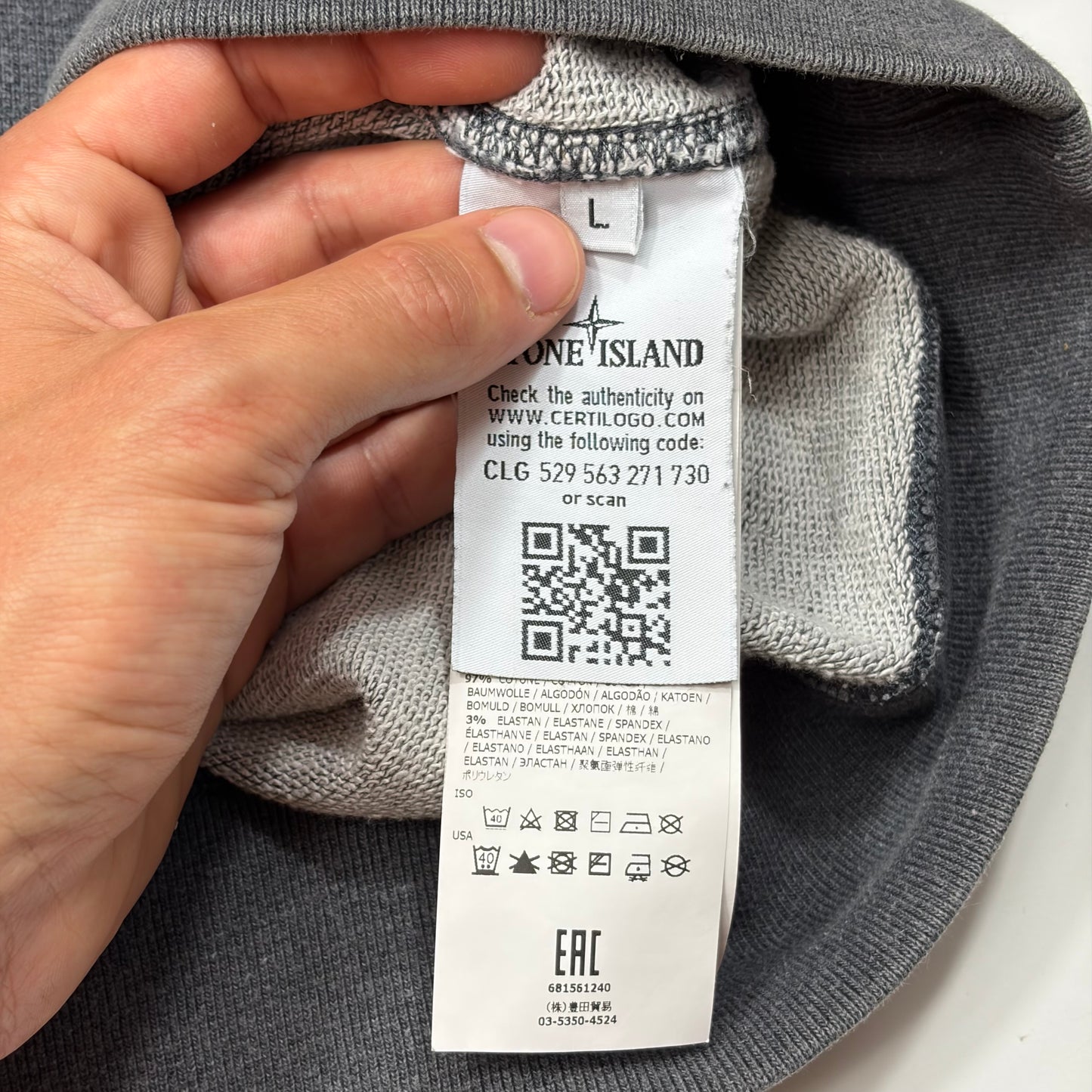 Stone Island 2018 Cargo Pocket Grey Sweatshirt - L