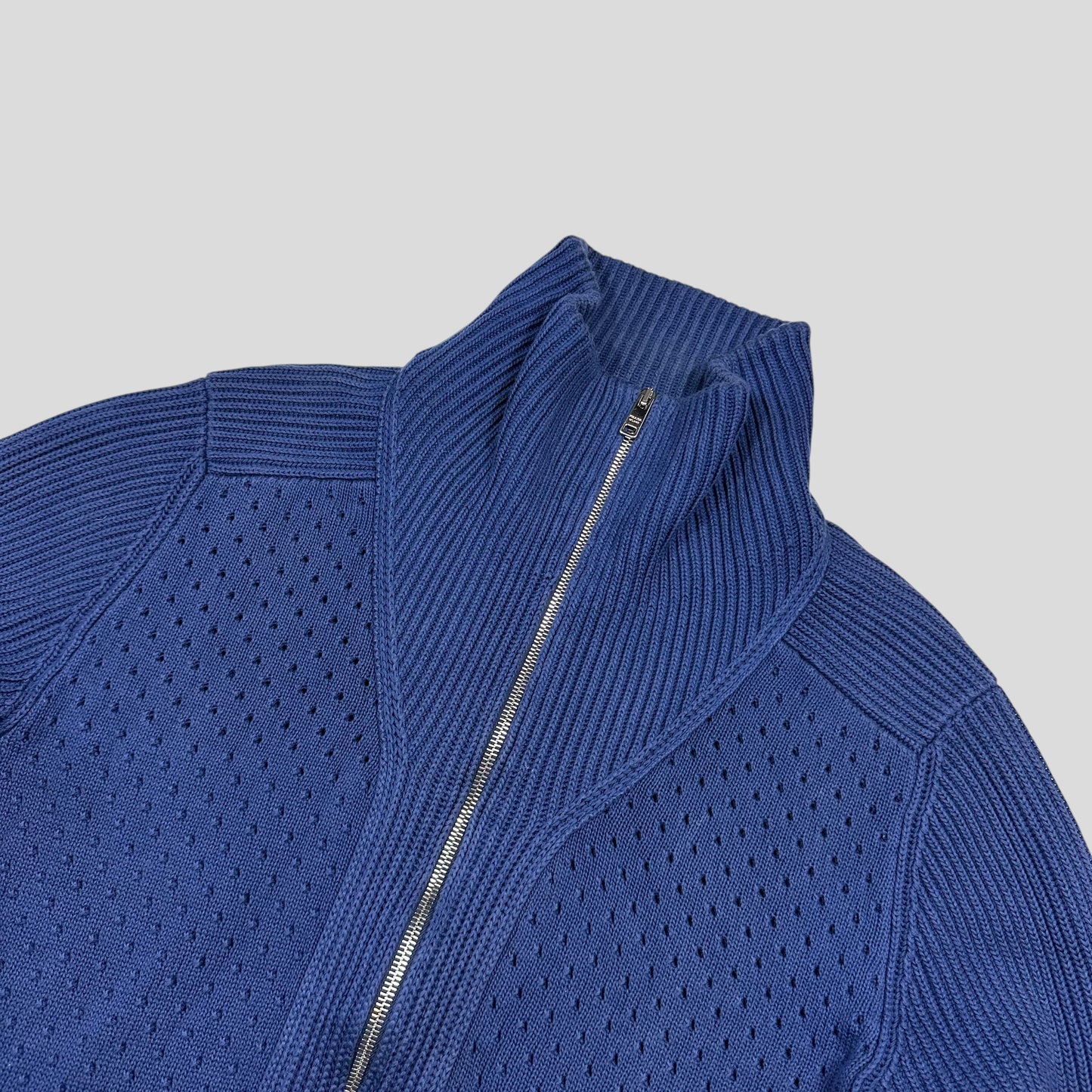 Prada Milano 2018 Perforated Heavy Cable Knit Cardigan Jacket - M