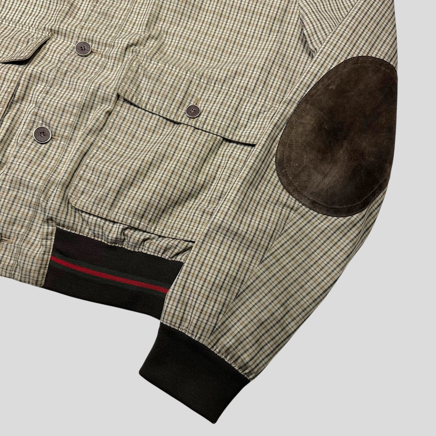 Gucci 2009 Plaid Web Leather Detailed Hunting Harrington - IT54 (L)