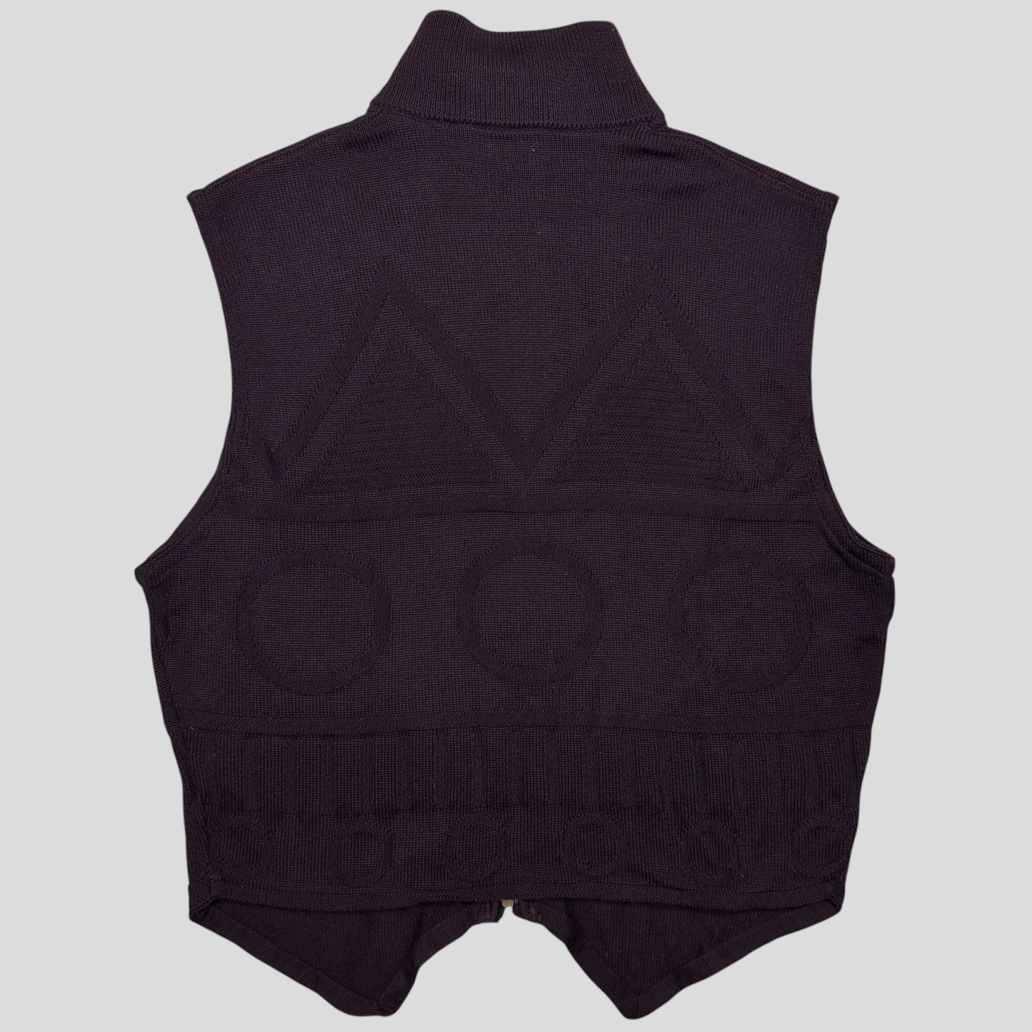 Gianni Versace 80’s Wool Geometric Pattern Cardigan Vest - S/M