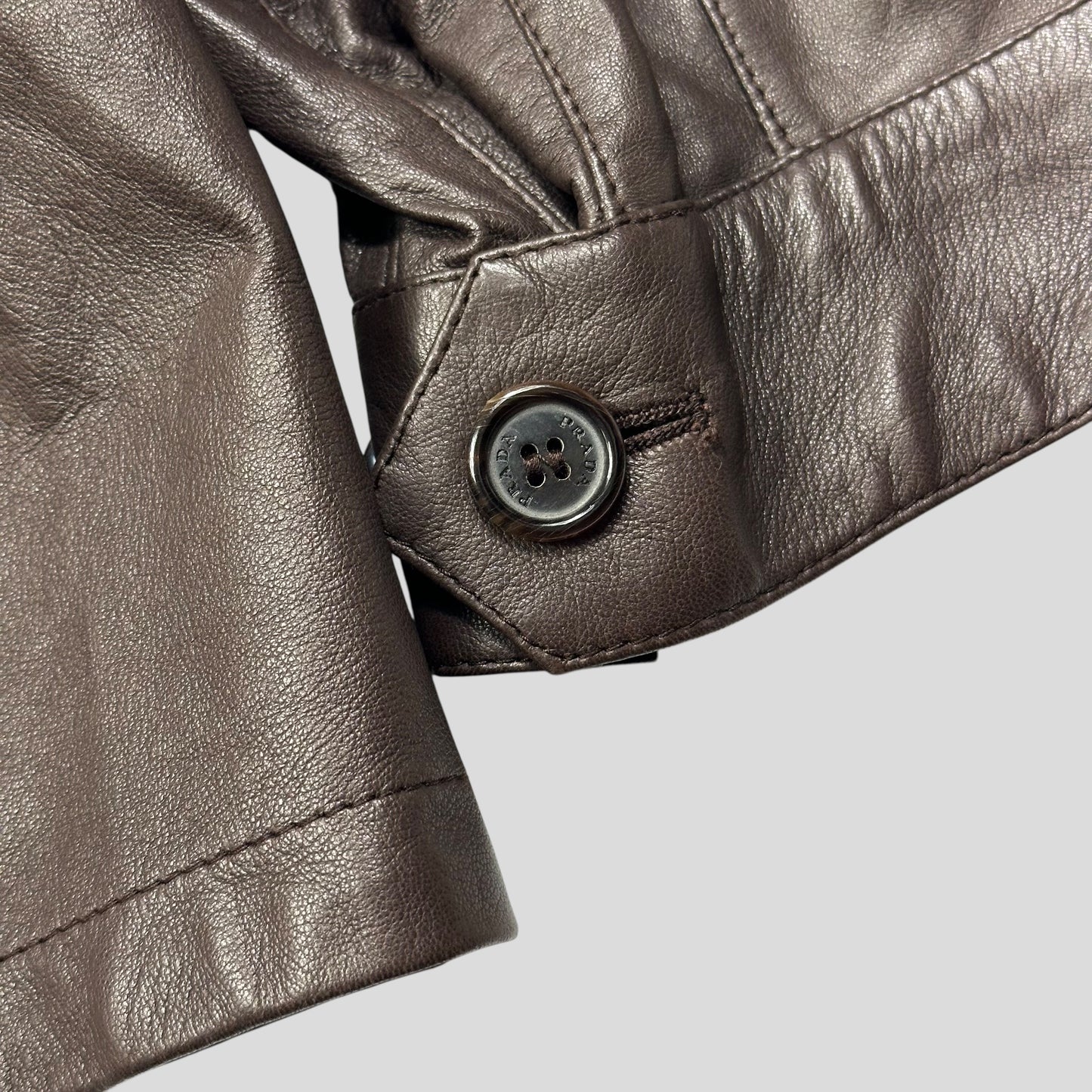 Prada Milano 00’s Nappa Leather Stash Pocket Hooded Jacket - L