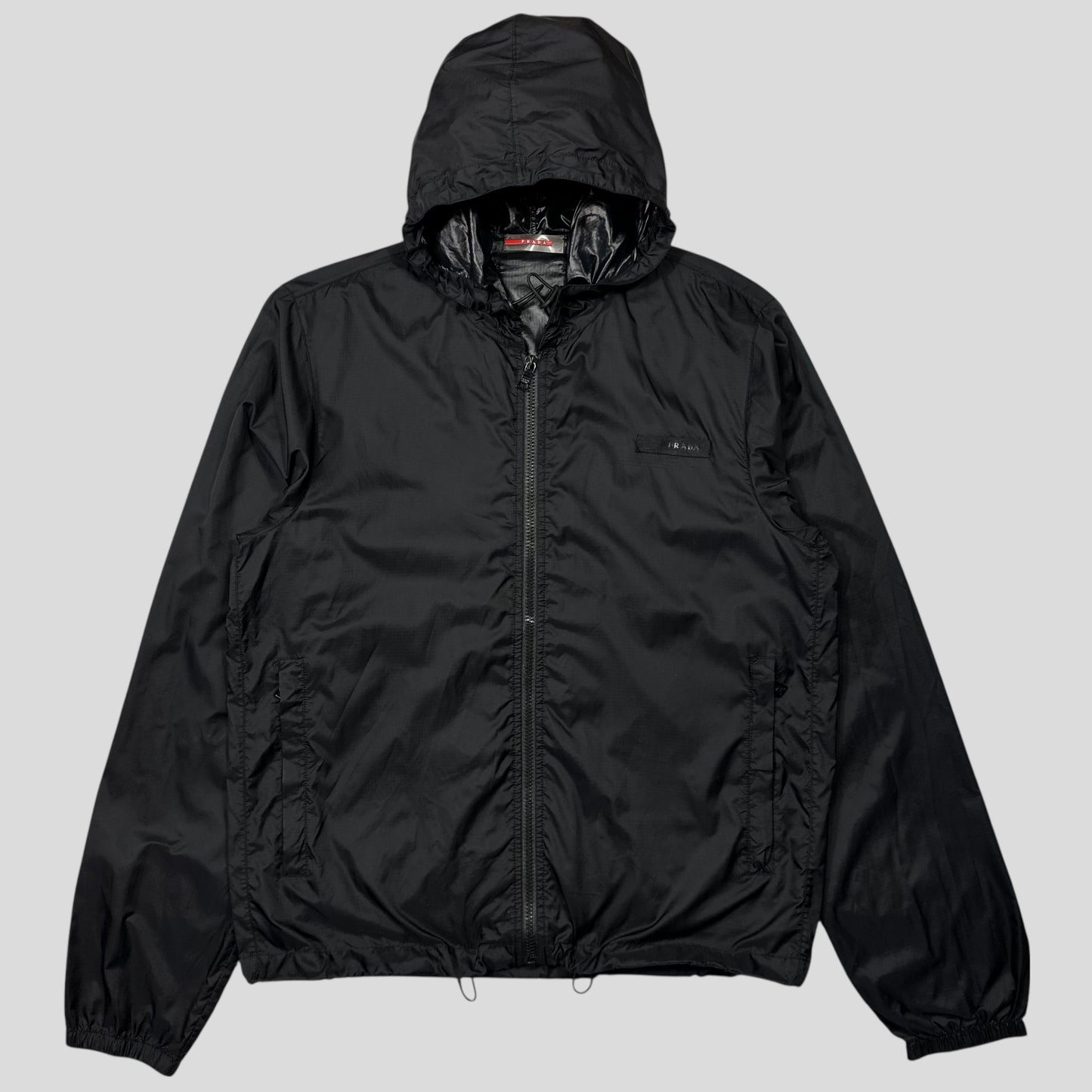 Prada Sport 2007 Nylon Ripstop Carbon Chest Logo Windbreaker Jacket - M
