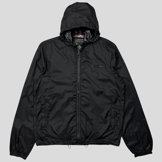 Prada Sport 2007 Nylon Ripstop Carbon Chest Logo Windbreaker Jacket - M